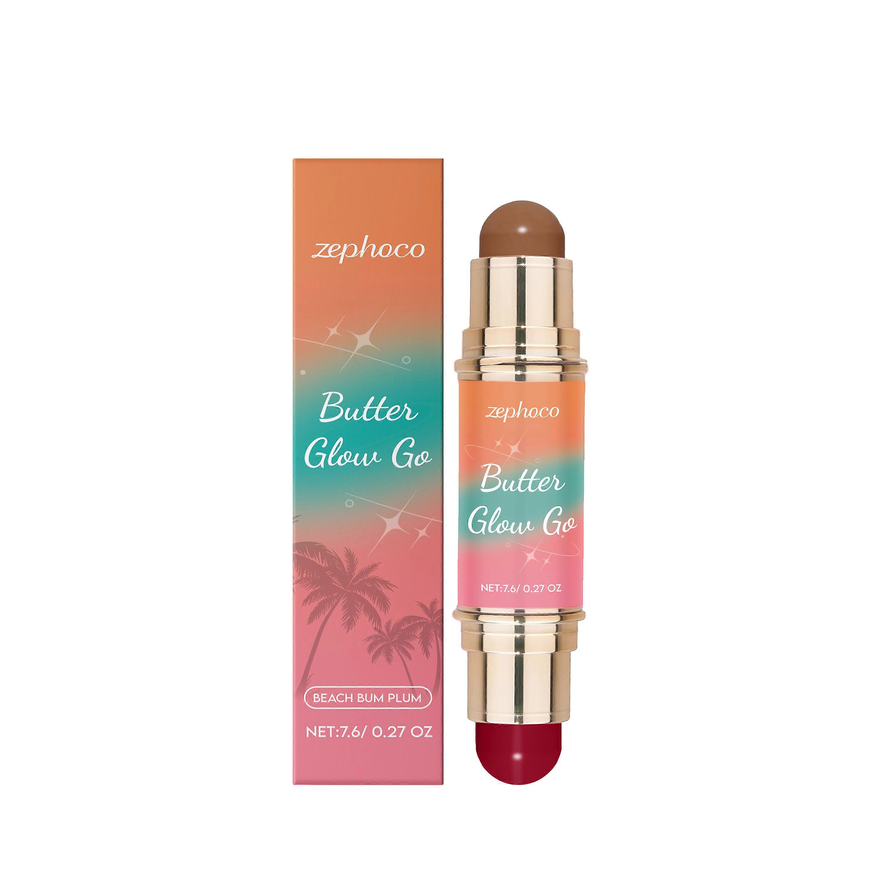 zephoco multi-purpose contouring stick portable double-head contouring blush makeup stick cold and warm two-color color lock makeup