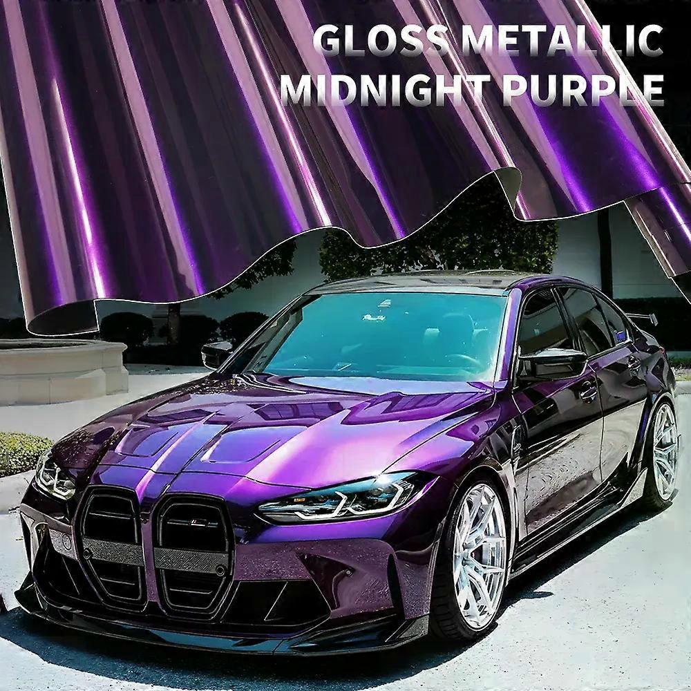 152x50CM High Glossy Metallic Midnight Purple Wraping Vinyl Wrap