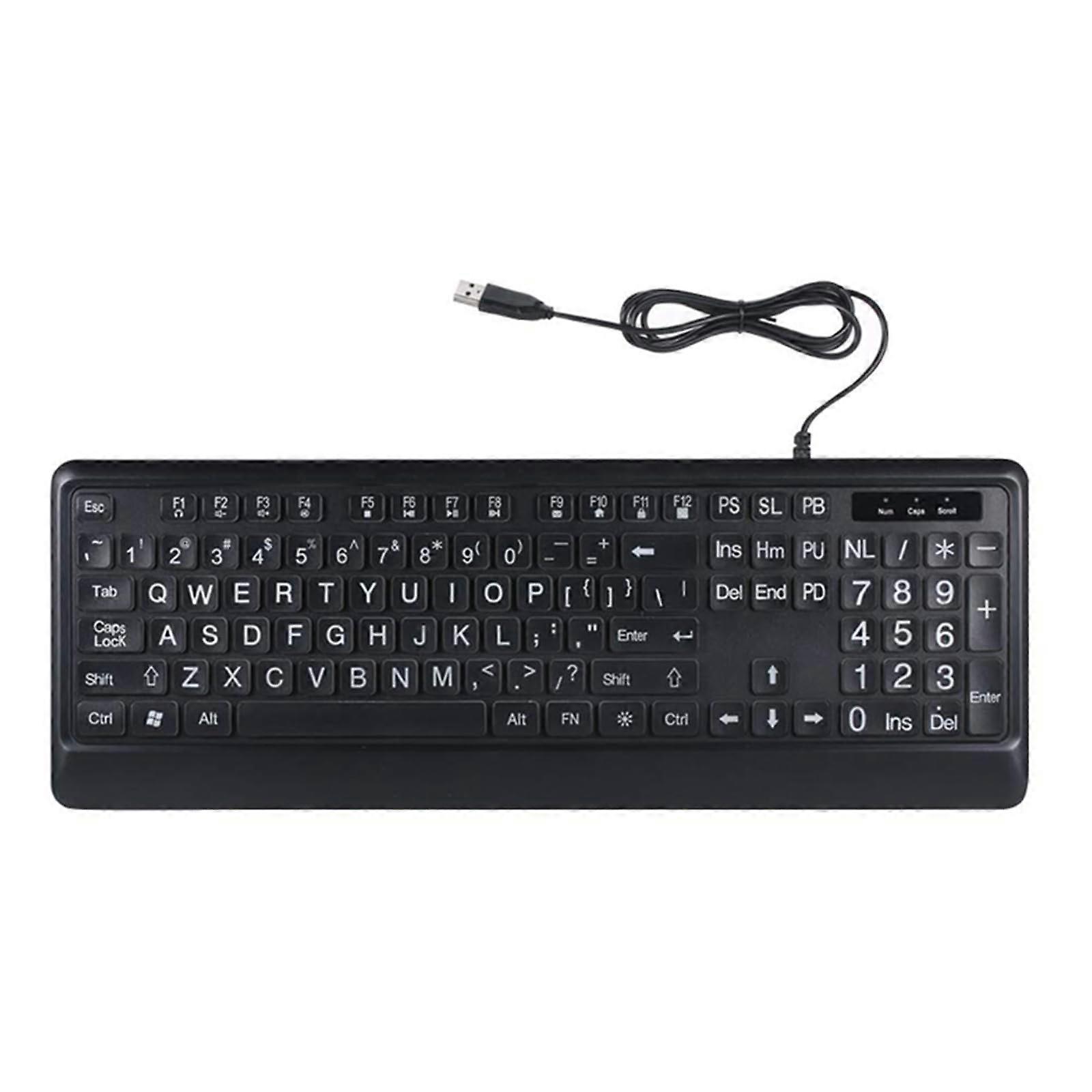 Large Print Computer Keyboard USB LED Keyboard Full Size Computer Keyboard with LED Backlit Lighting