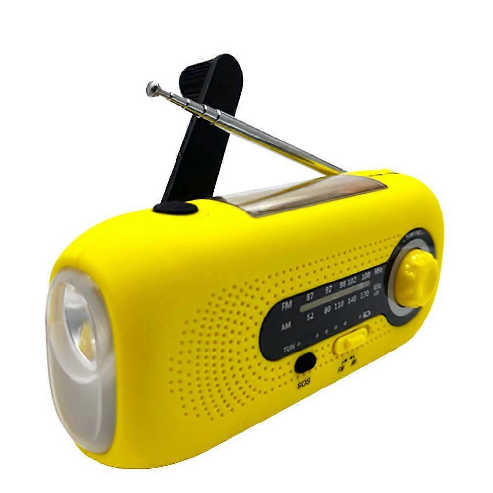 Nöd Solväder Radio 2000mAh Bärbar Handvev AM / FM-radio / gul