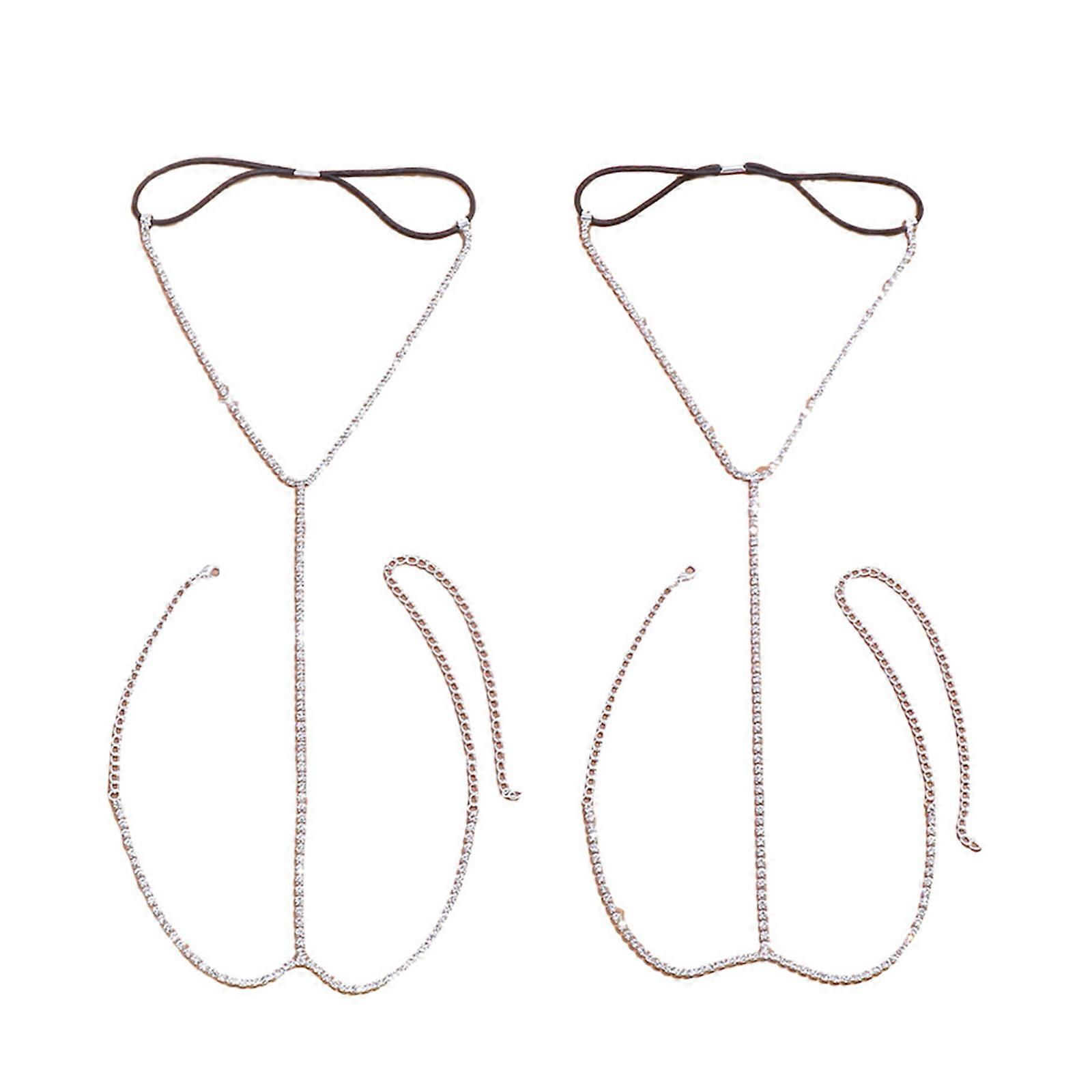 Stylish Layered Elastic Thigh Chain Rhinestones Fashion Simple Leg Chain for Nightlife and Event  Silver