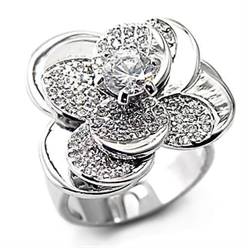Sterling Silver Ring AAA GRD CZ Clear 7X184 for Women Style Rhodium
