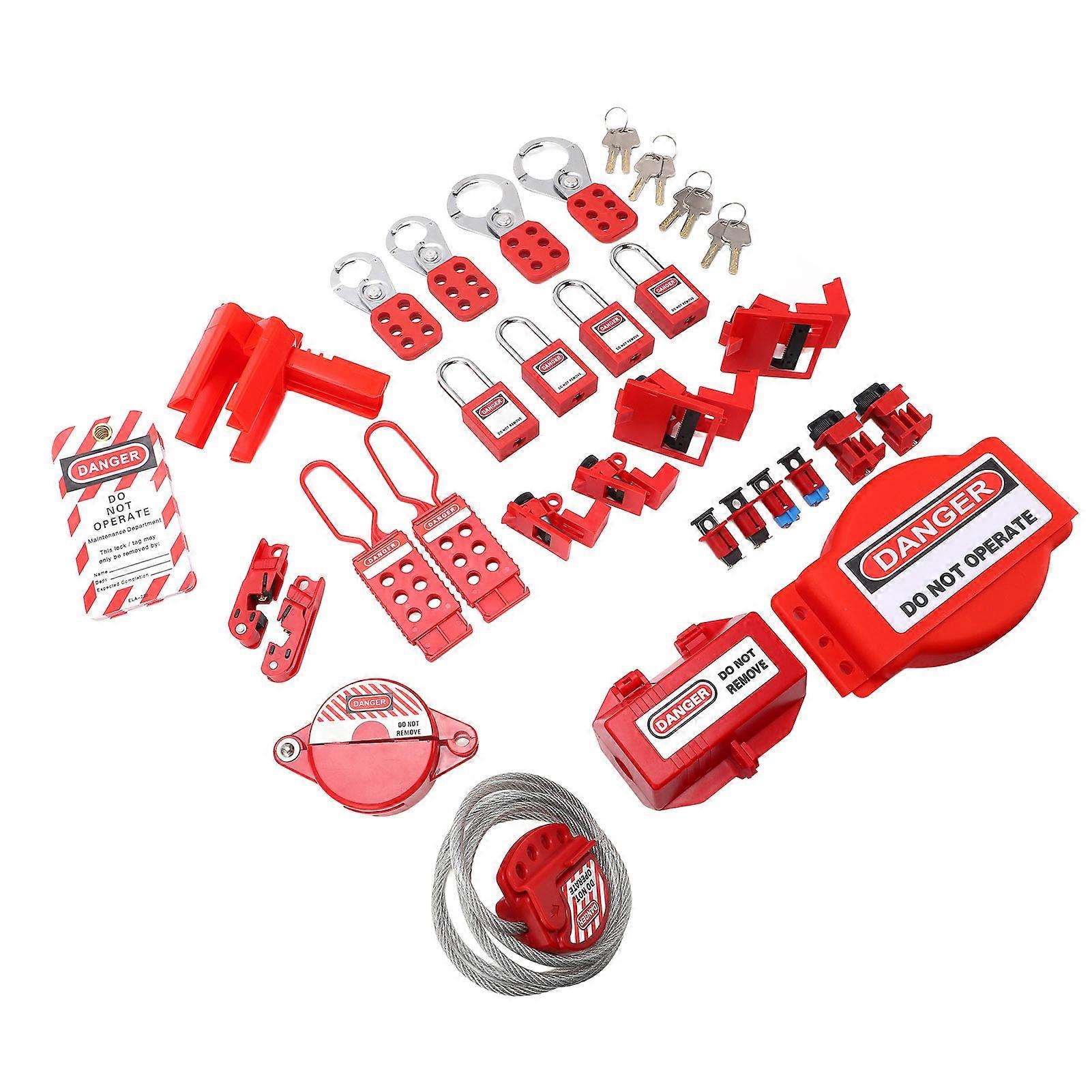Electrical Lockout Tagout Kit High Temperature Resistant Circuit Lock Outs Set with Tool Box 