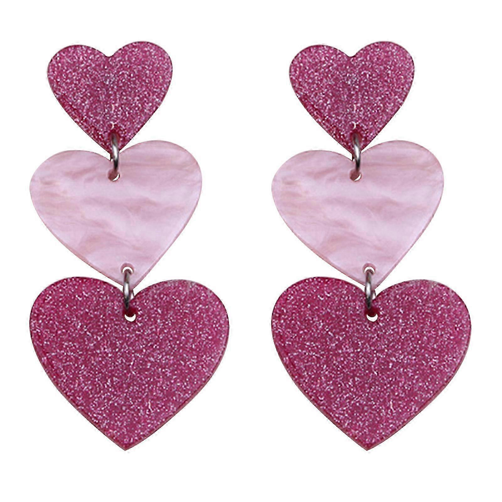 2023 Trend Jewelry: Pair of Stylish Gentle Asymmetric Heart Earrings with 3-Connect Heart Design Elegant and Trendy