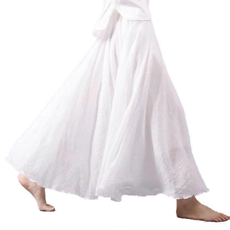 Women Bohemian Beach A-Line Dress Double Layer Elastic Waist Long Maxi Skirt