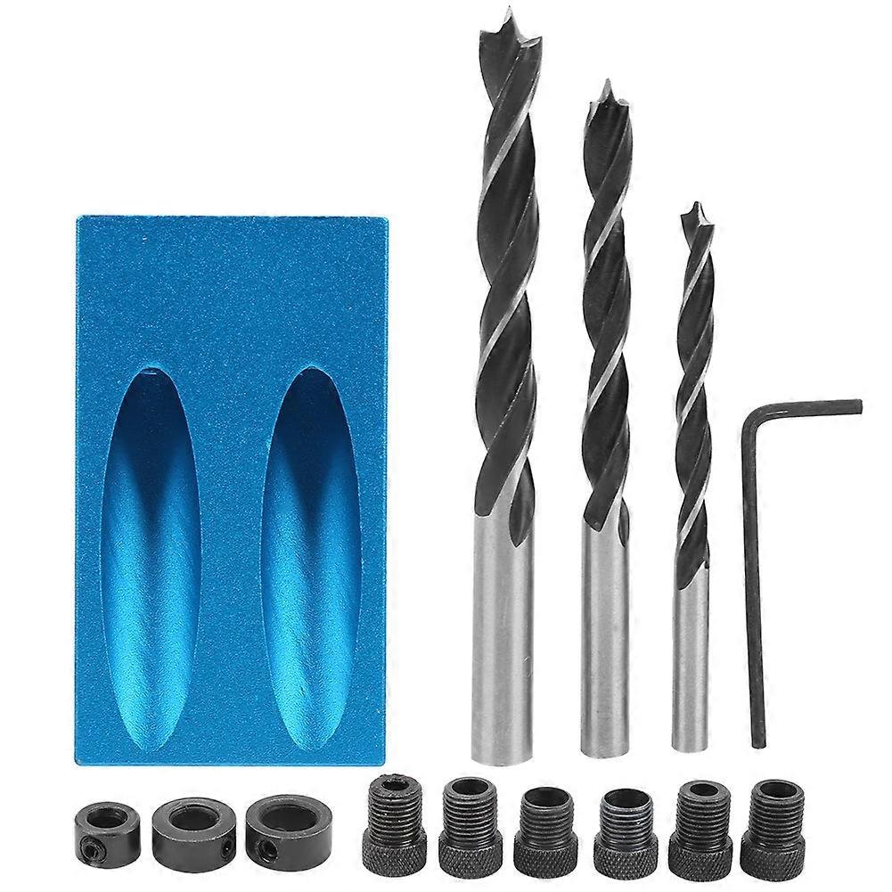 14Pcs Oblique Drill Hole Locator Set 15° Angle Durable Woodworking Drilling Tools