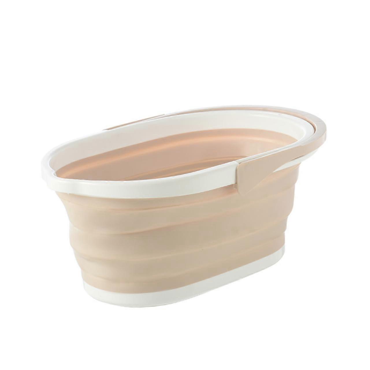 Foldable Mop Bucket Beige Portable Household Water Container For Efficient Tile Floor Mopping And Space-Saving Handling