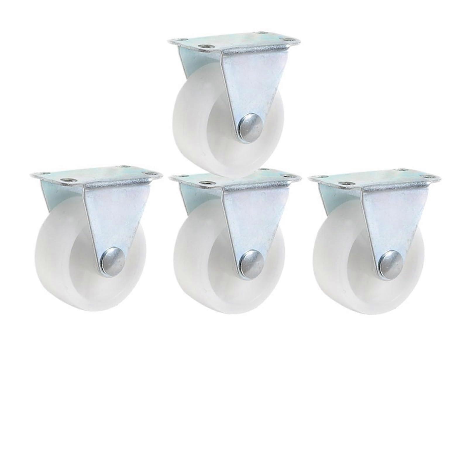 3 Inch White PP Directional Casters - 4 Pieces Fixed Furniture Cabinet Casters for Smooth Silent Movement