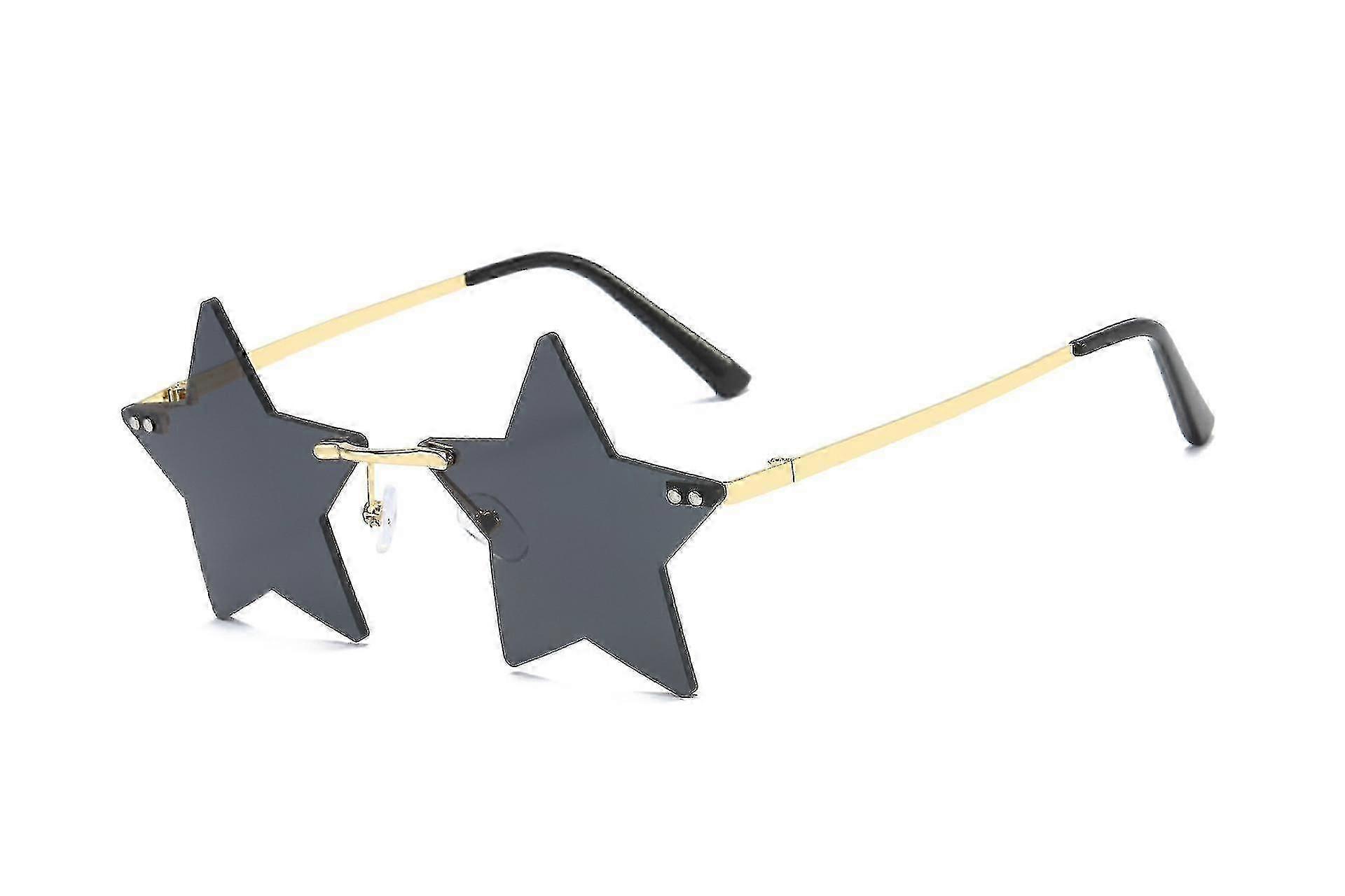 Rimless Star Shape Sunglasses Trendy Sun Glasses (black)