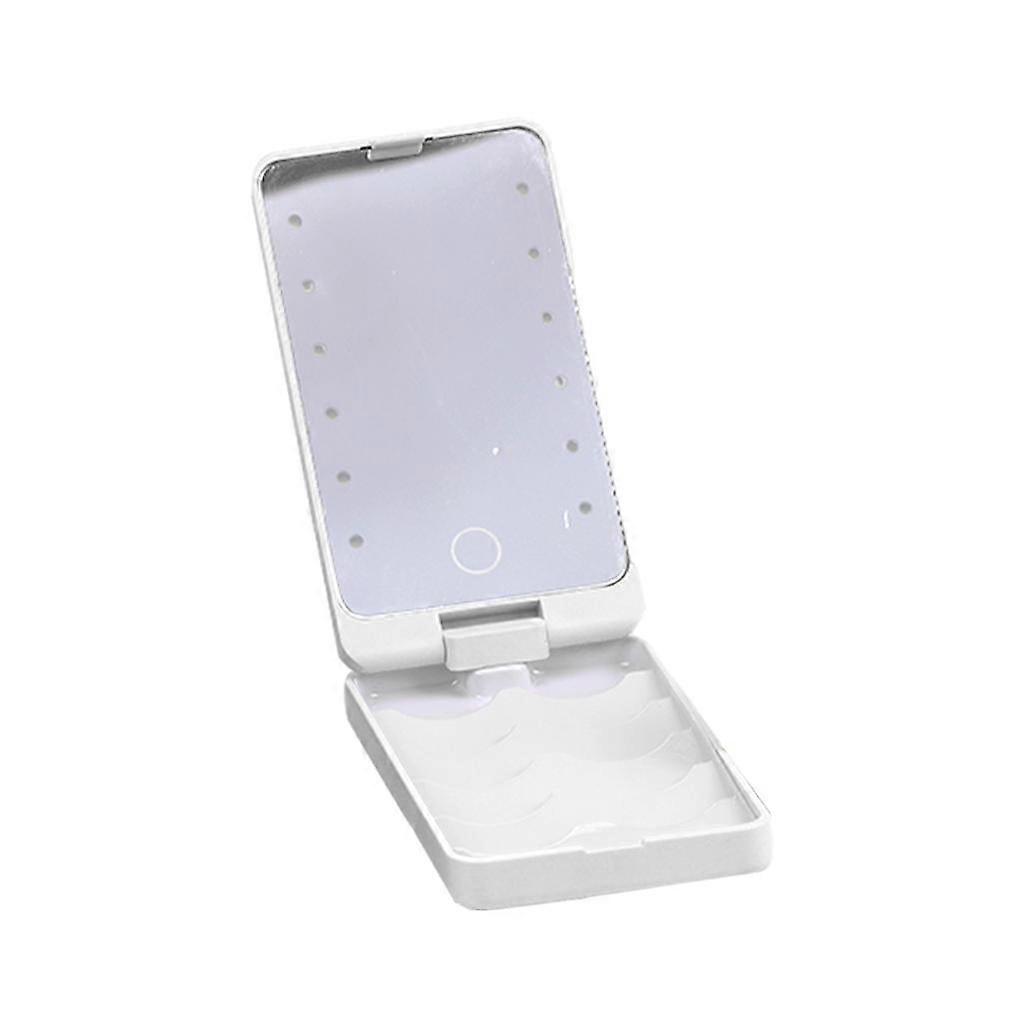False Holder Comestic Lash Storage Container with LED Light Mirror, Reusable and