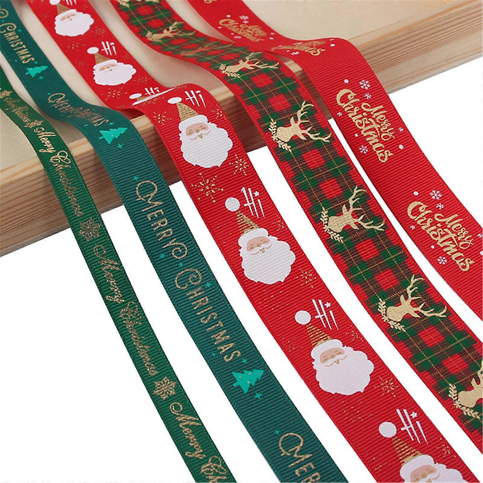 Christmas Ribbon Christmas Wired Edge Ribbons Christmas Style Wired Ribbon Wrapping Ribbon for DIY Wreath Wrapping Craft