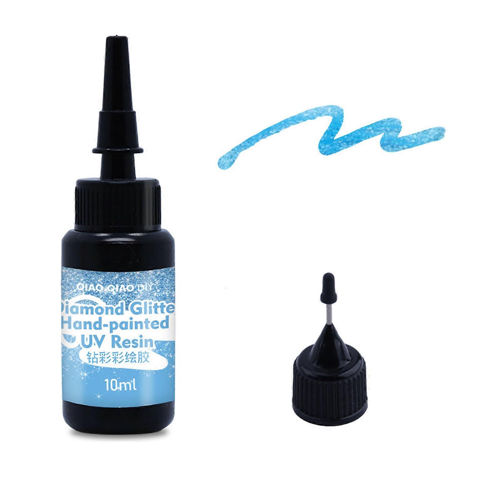 Sparkling DIY Hand-Painted Beads Pigment UV Epoxy Resin Paint Color Glue Quick Drying Gel DIY Beaded Crafts Accessories 9 blue