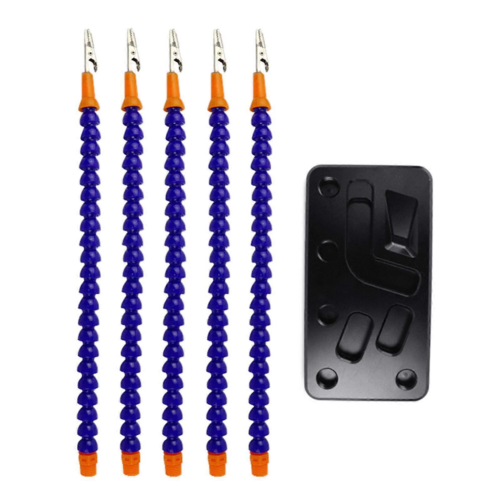 Third Hand Soldering with Anodizing Base Helping Hands Stand Soldering Holder with 5 Flexible Arms for Electronic Repair