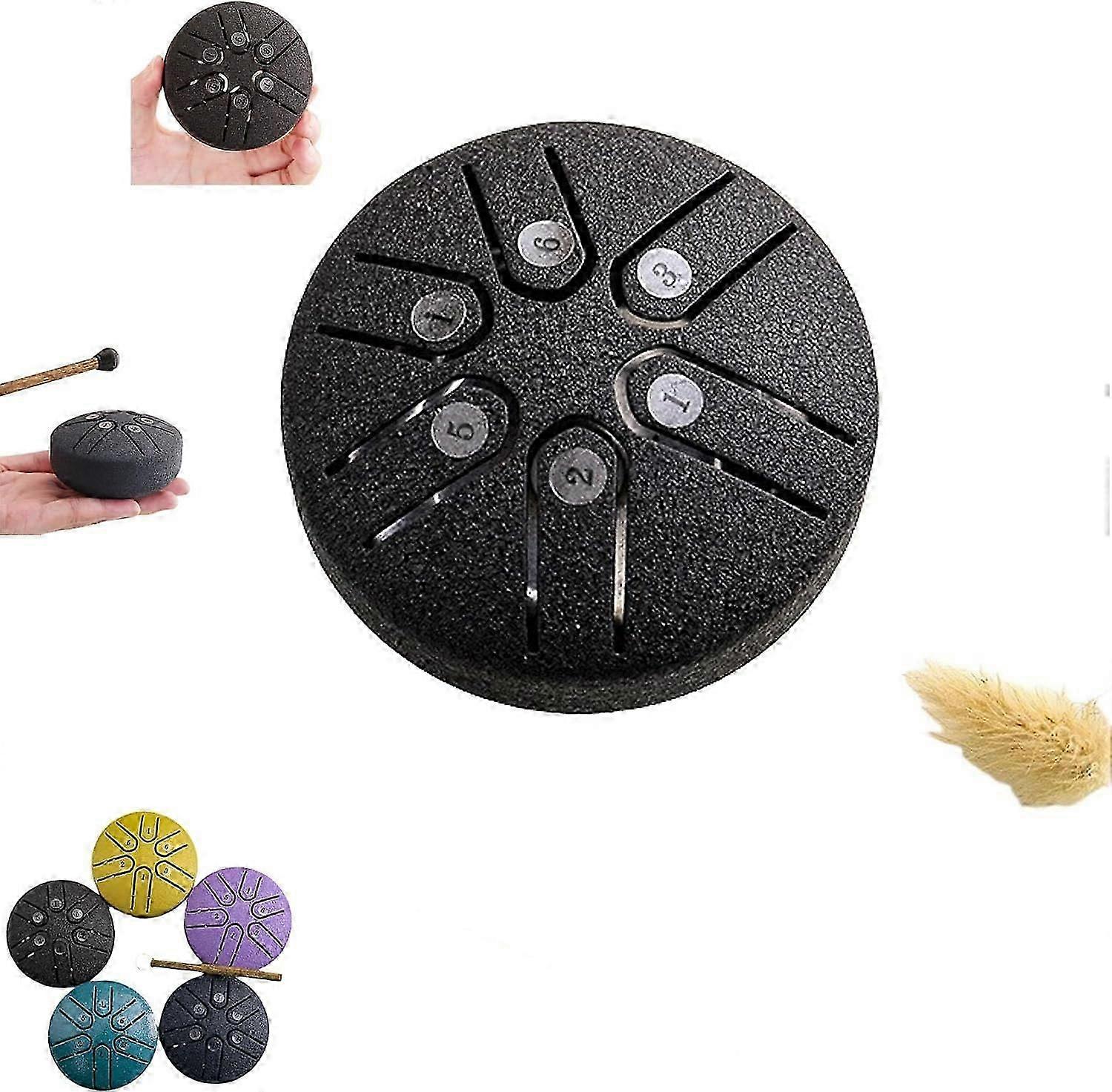 Buddha Stones Mini Steel Tongue Drum 3 ιντσών Sound Healing Drum Kit, Mini Handpan Drum, 6 Note Worry Free Drum, Ethereal τύμπανο, Handpan Drum