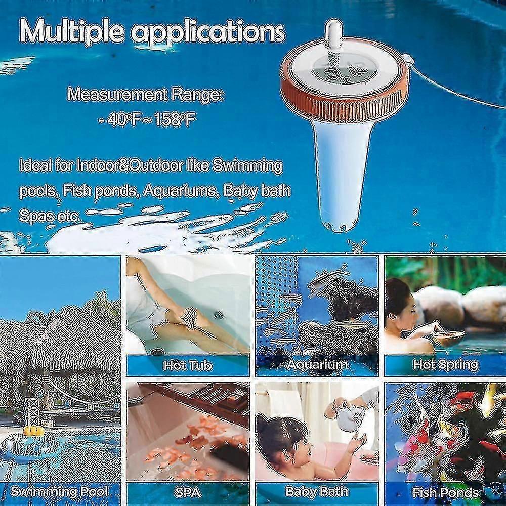 Waterproof Swimming Pool Temperature Measuring Meter 3 Channels Wireless Connection Lcd Digital - Ya
