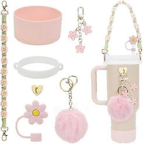 Su Şişesi Sapı Kayışı, Siliocne Stanley Kupası Çizme, Siliocne Hasır Kapak, Stanley Kupası 40oz için Stanley Charms Dahil Stanley Kupası Aksesuar Seti 