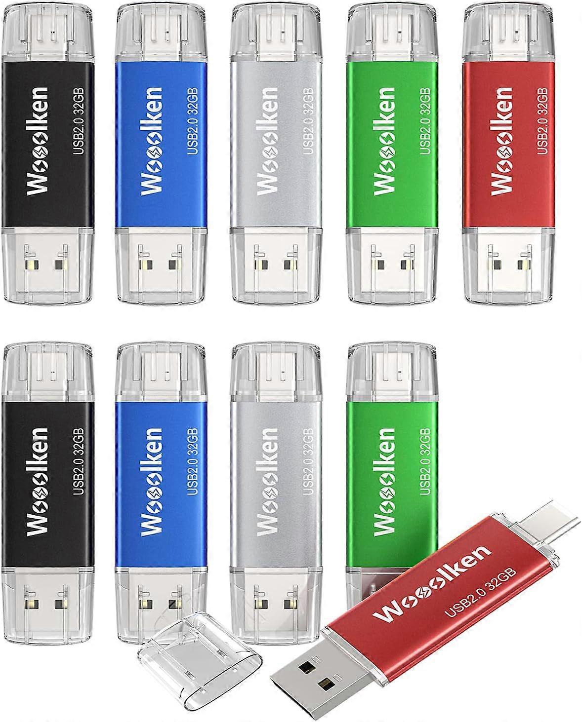 2025 Latest Model  USB C Flash Drive 8GB 10 Pack,  Type-C Flash Drive + USB 2.0