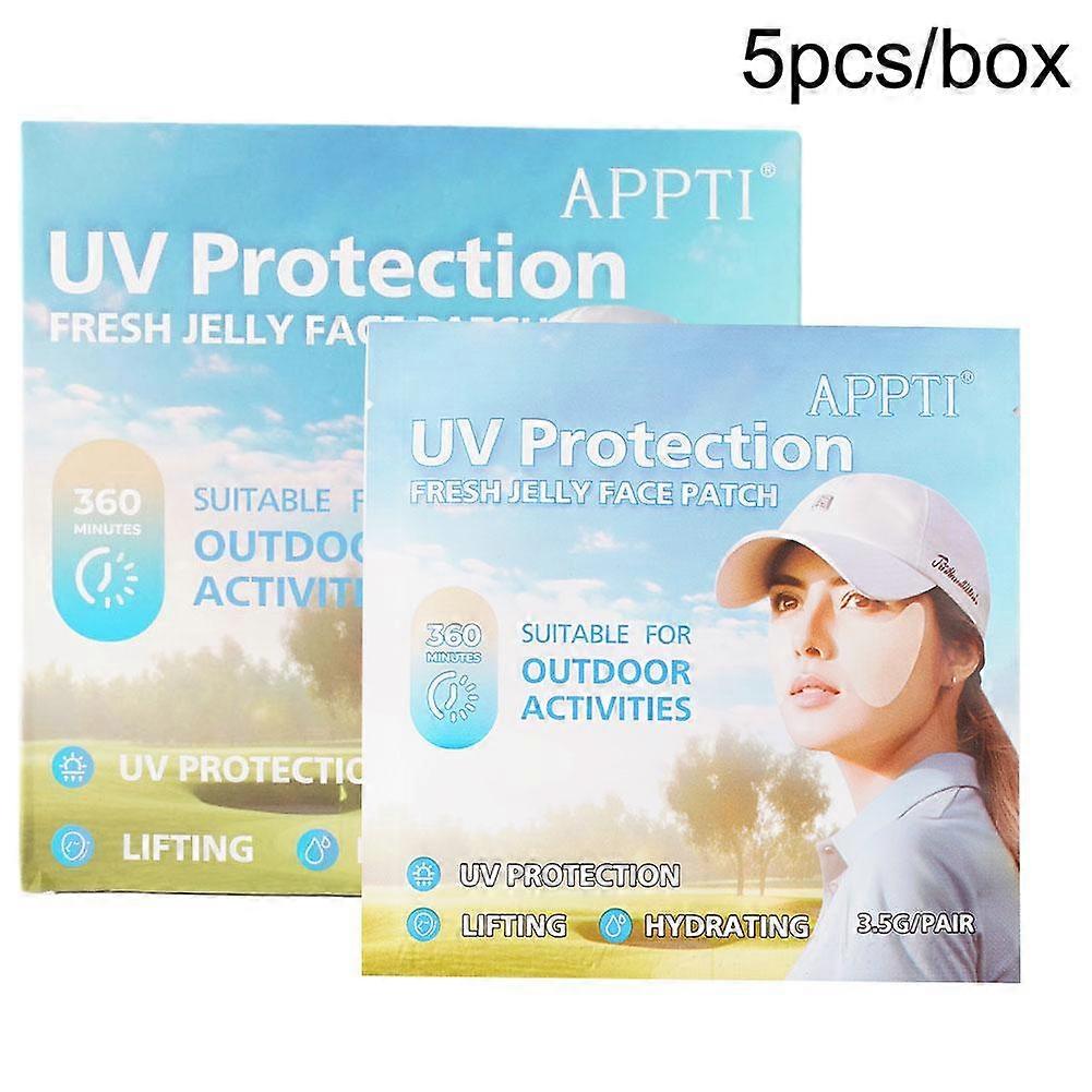 UV Face Patches 5 Pairs Invisible Moisturizing Jelly Mask Blocks UV Rays Brightens Skin