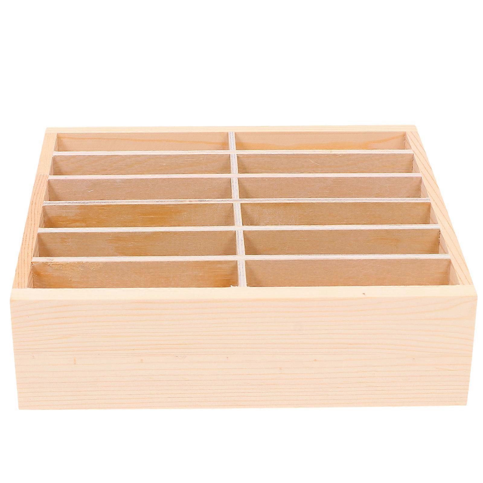 Wooden 12 Grid Cell Phone Storage Box – Desktop Organizer for Home, Classroom & Office Use
