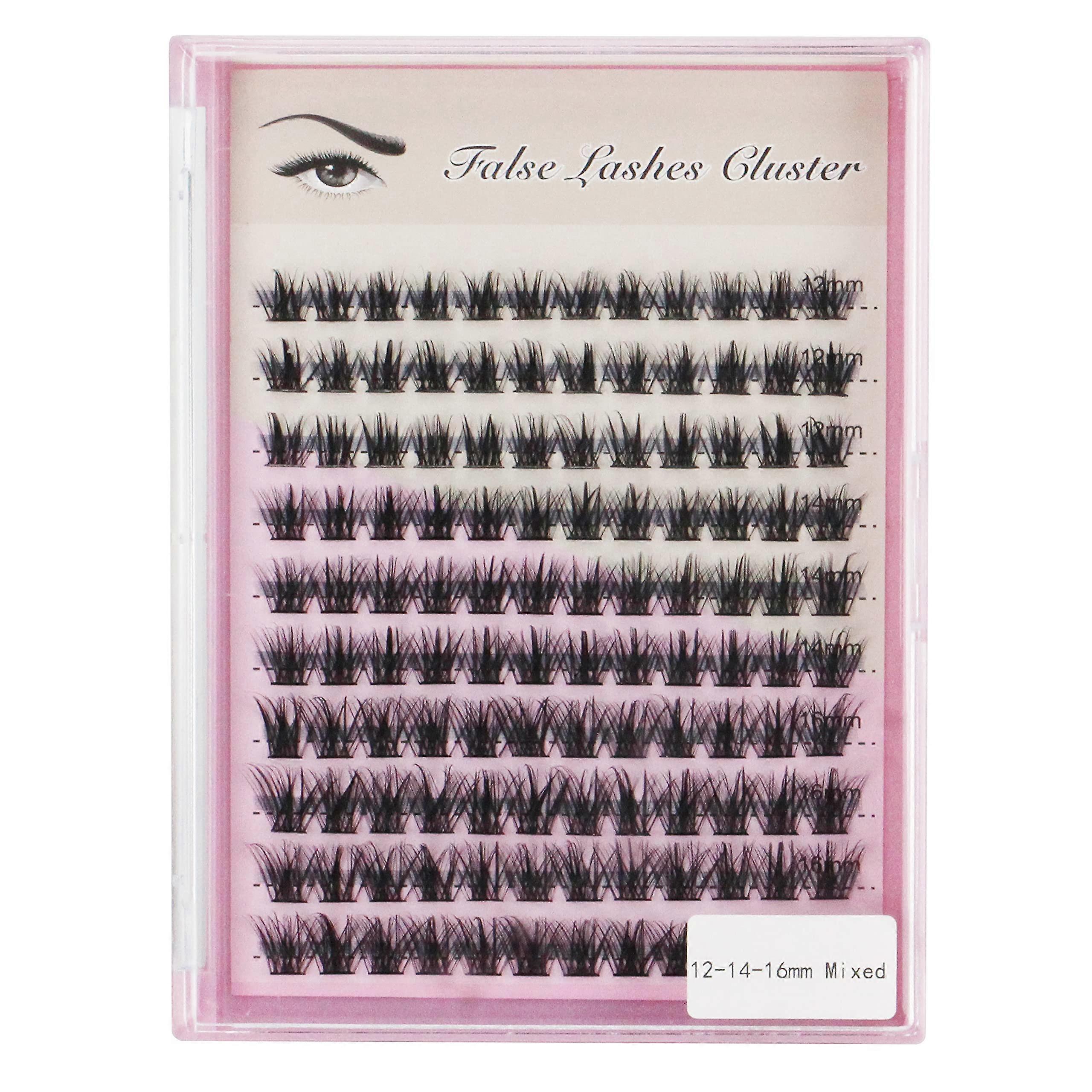 DIY 120Pcs Cluster Lashes C Curl Natural Look Mixed Size False Eyelashes Volume Eyelash Extension Dramatic Eyelash Makeup Tools (12/14/16mm)