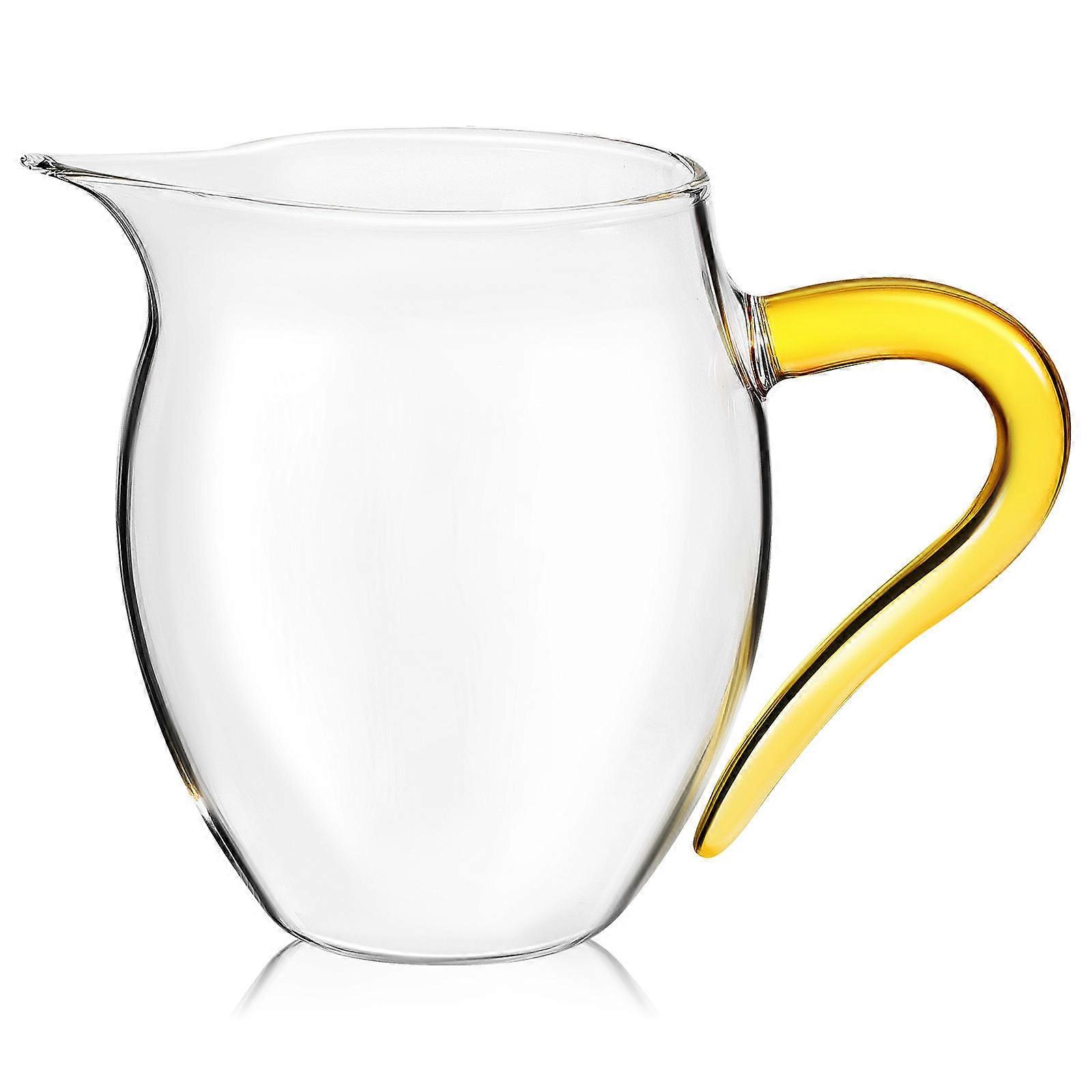 Clear Glass Tea Cup with Scald Handle and Pitcher for Hot and Cold Beverages – Ergonomic Design for Kitchen or Shop Use