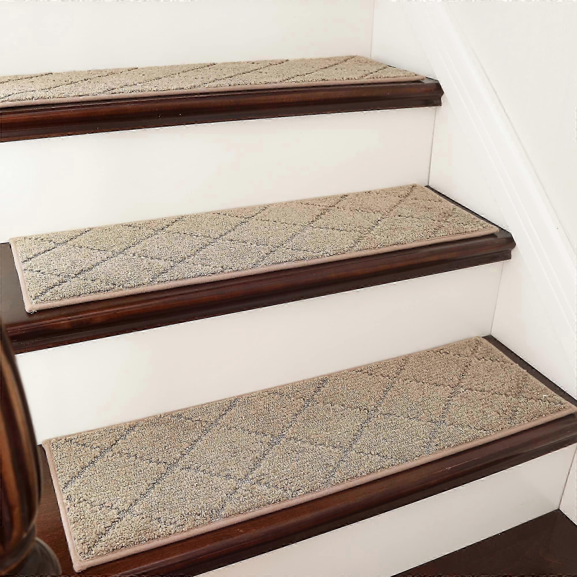 2025 Edge stairs, non -slip carpet matte 28inx9in inner staircase runners wooden steps, polyester tpe support