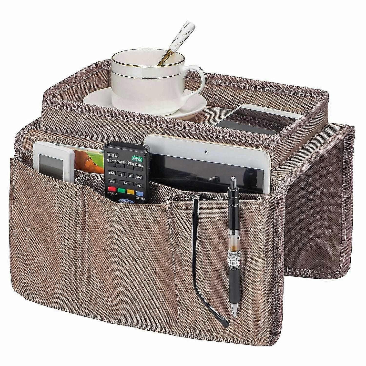 ソファオーガナイザー、収納バッグアームレスト、整理ブラウン、ソファアクセサリー、家庭用品