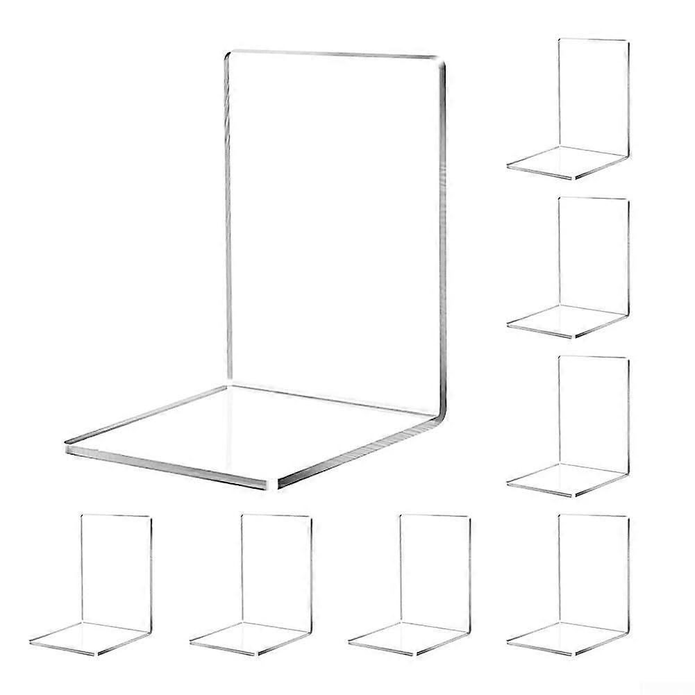 Transparent Bookends, Set of 8 Acrylic Organizers for Home and Office Decor, Clear Design, Durable and Stylish