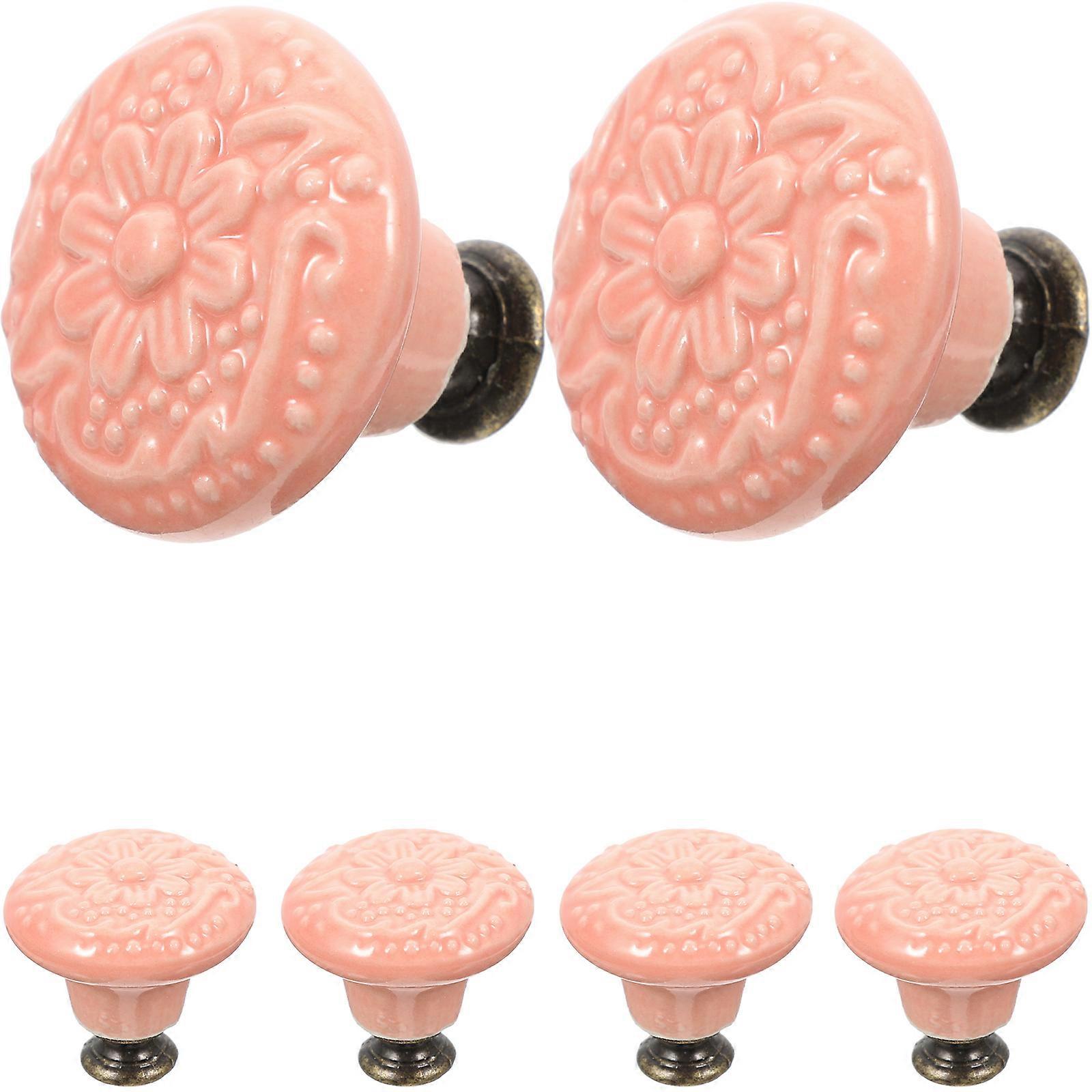Cabinet Knobs And Pulls Modern Light Luxury Design Pink Ceramic Drawer Handles 3 5X3 5CM 6Pcs