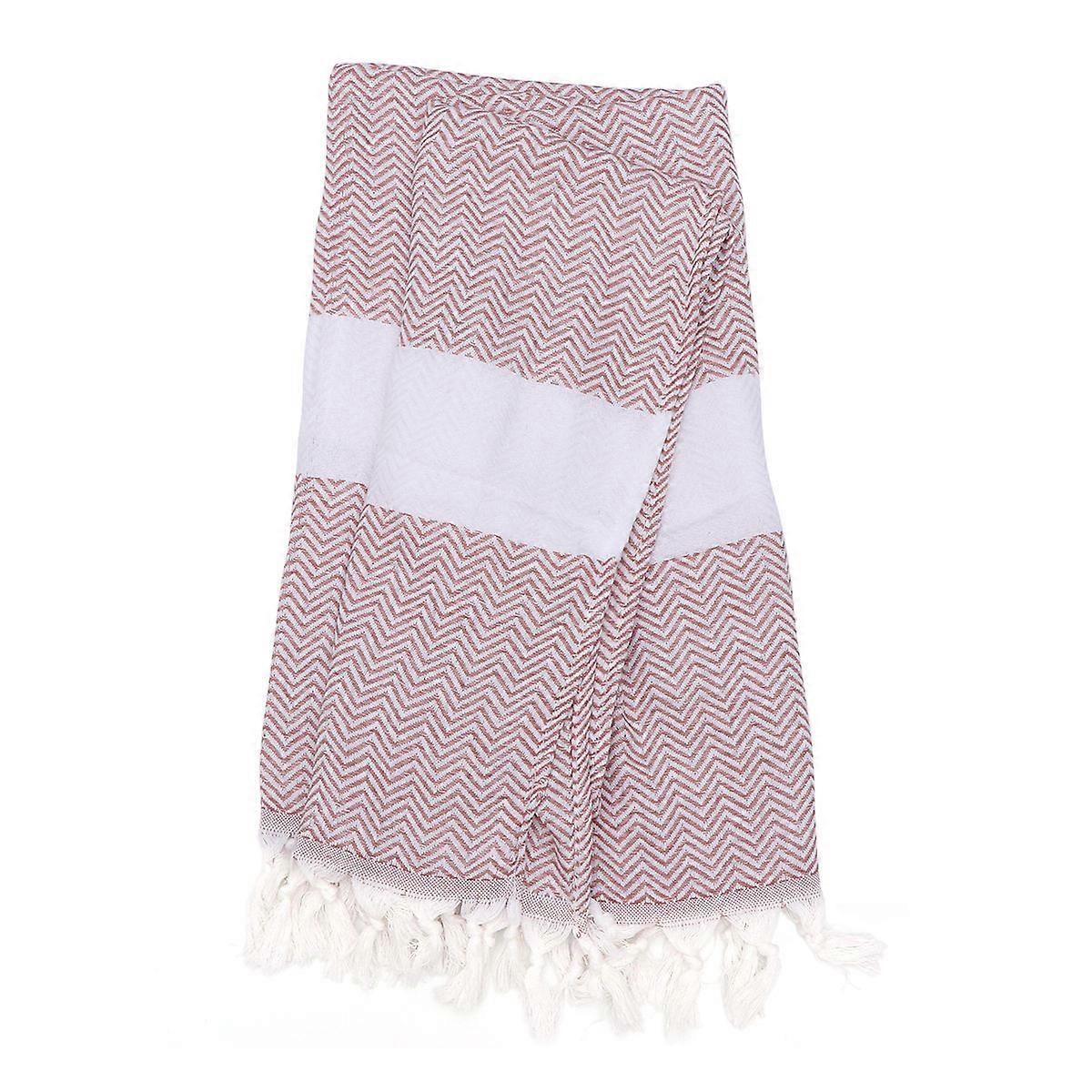 Compact Travel Beach Towel Kids Cotton Ultra Absorption Bath Spa Pool Yoga Towel With Tassels Coffee 180x100cm 1Set