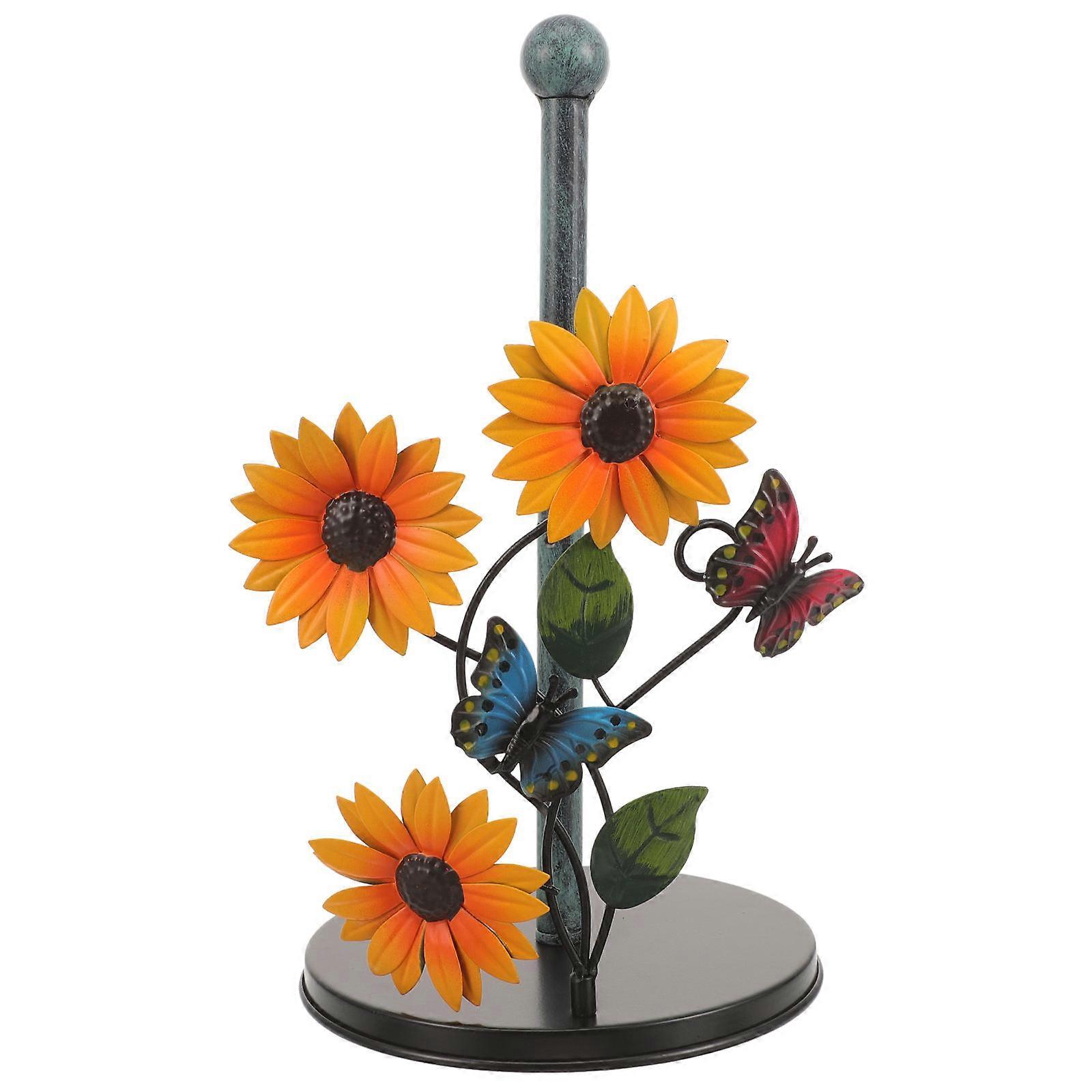 Creative Sunflower Shape Paper Towel Holder Kitchen Use Assorted Color 33x18x18 Cm Freestanding Design 1Pack