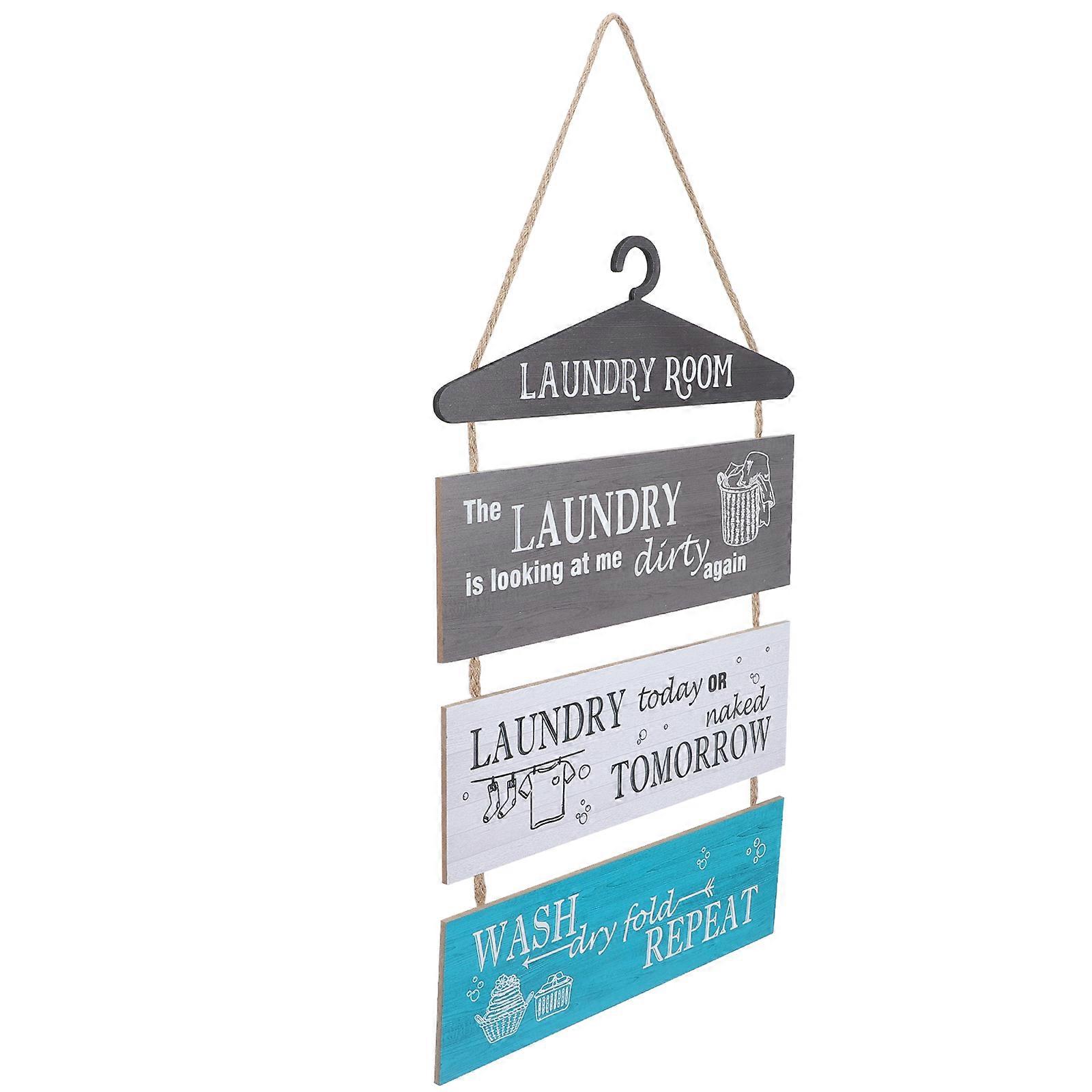 Rustic Wooden Laundry Room Sign Vintage Style Wall Decor for Bathroom Laundry Spaces Elegant Hanging Decoration Fresh Decoration Plaque