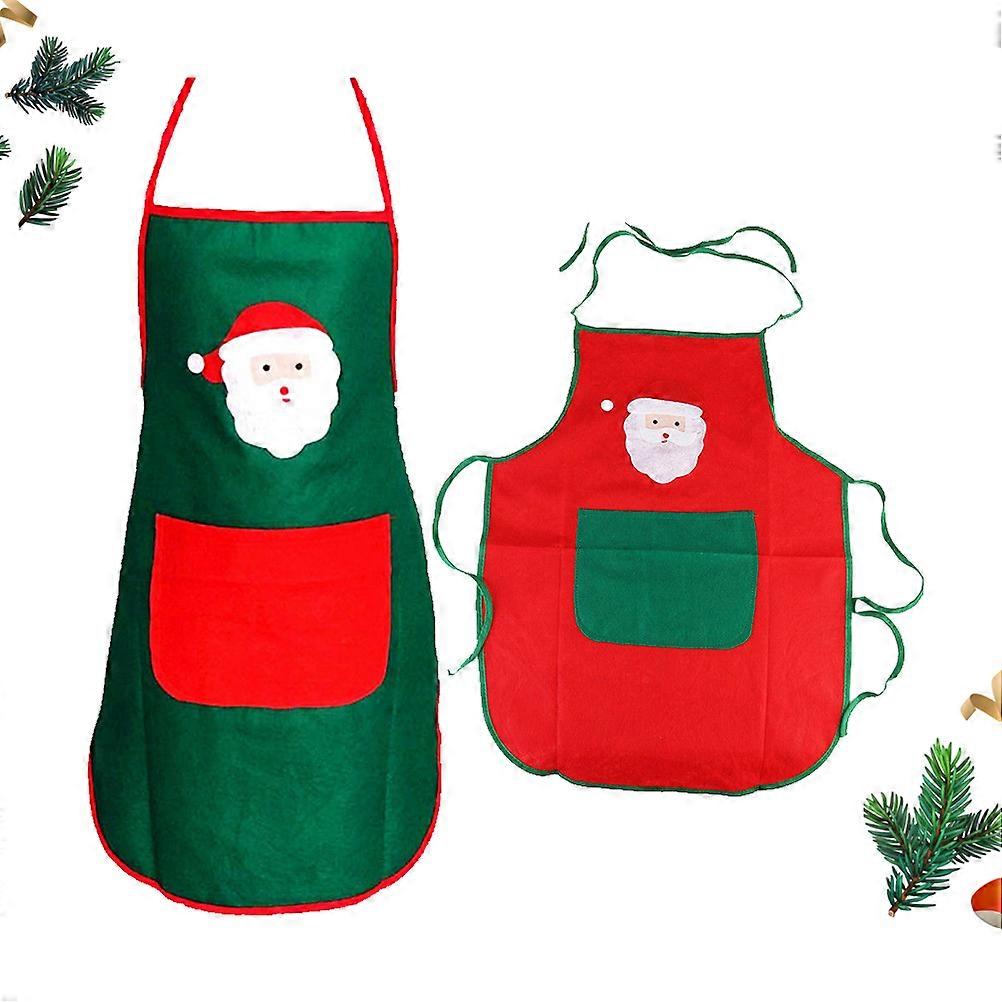 Női kötények karácsonyi főzéshez, télapó, féltestes ujjatlan védő, 2 db-os csomag