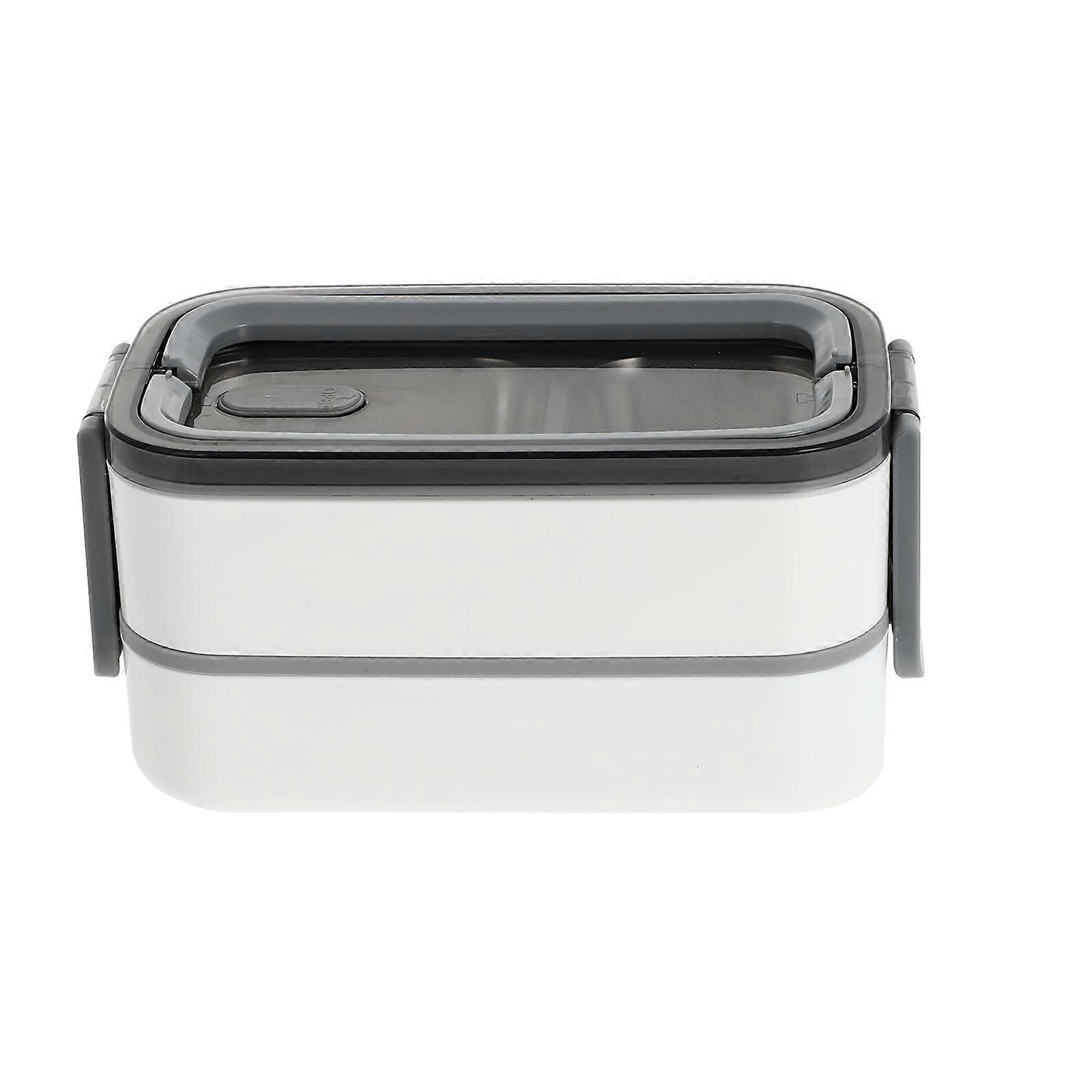Lunch Organizer Box Double Layer Design Square Home Kitchen Storage 1Set