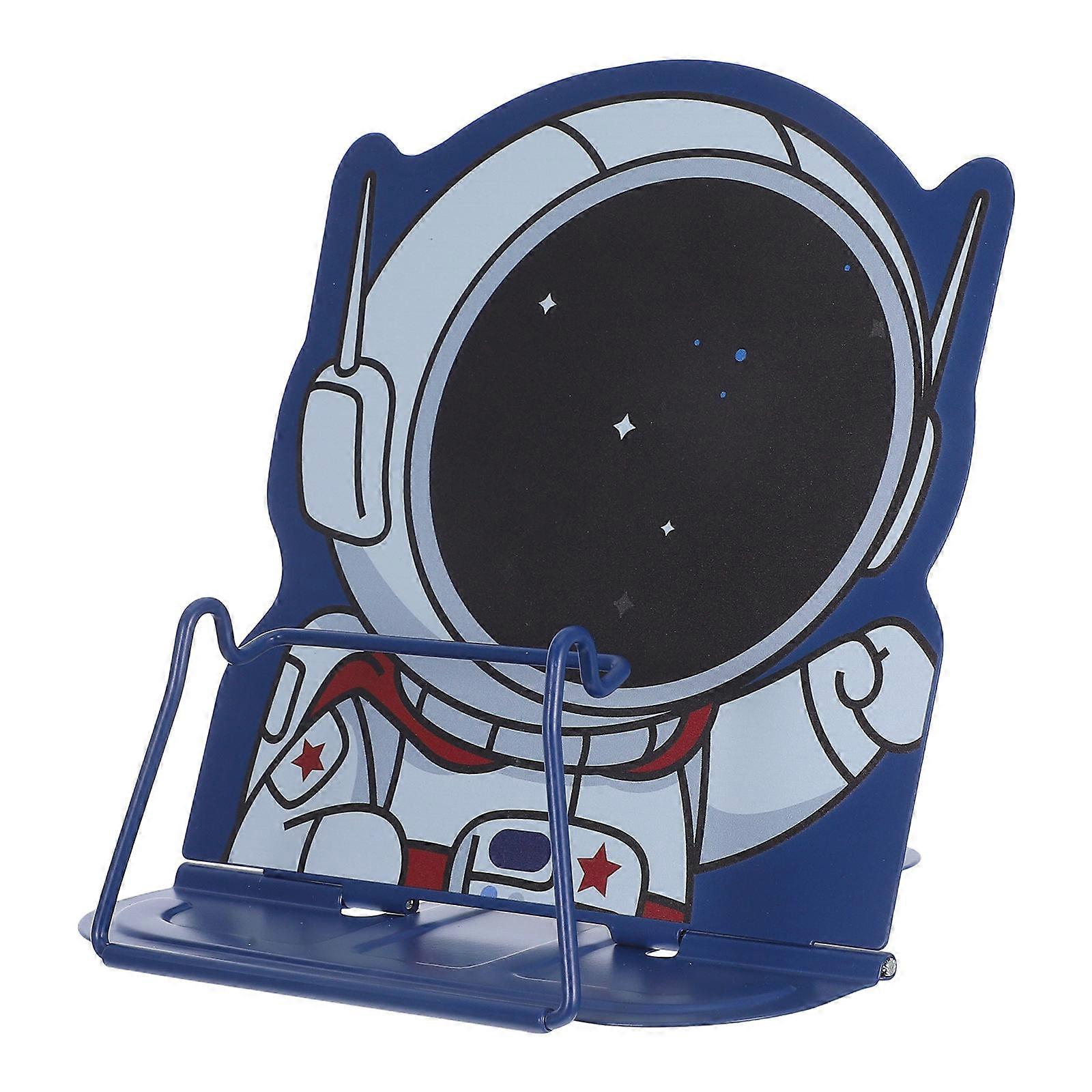 Stylish Metal Astronaut Book Stand for Desk   Portable Rocket Themed Book Holder for Boys and Girls with Non Slip Base for Stable Reading of Books