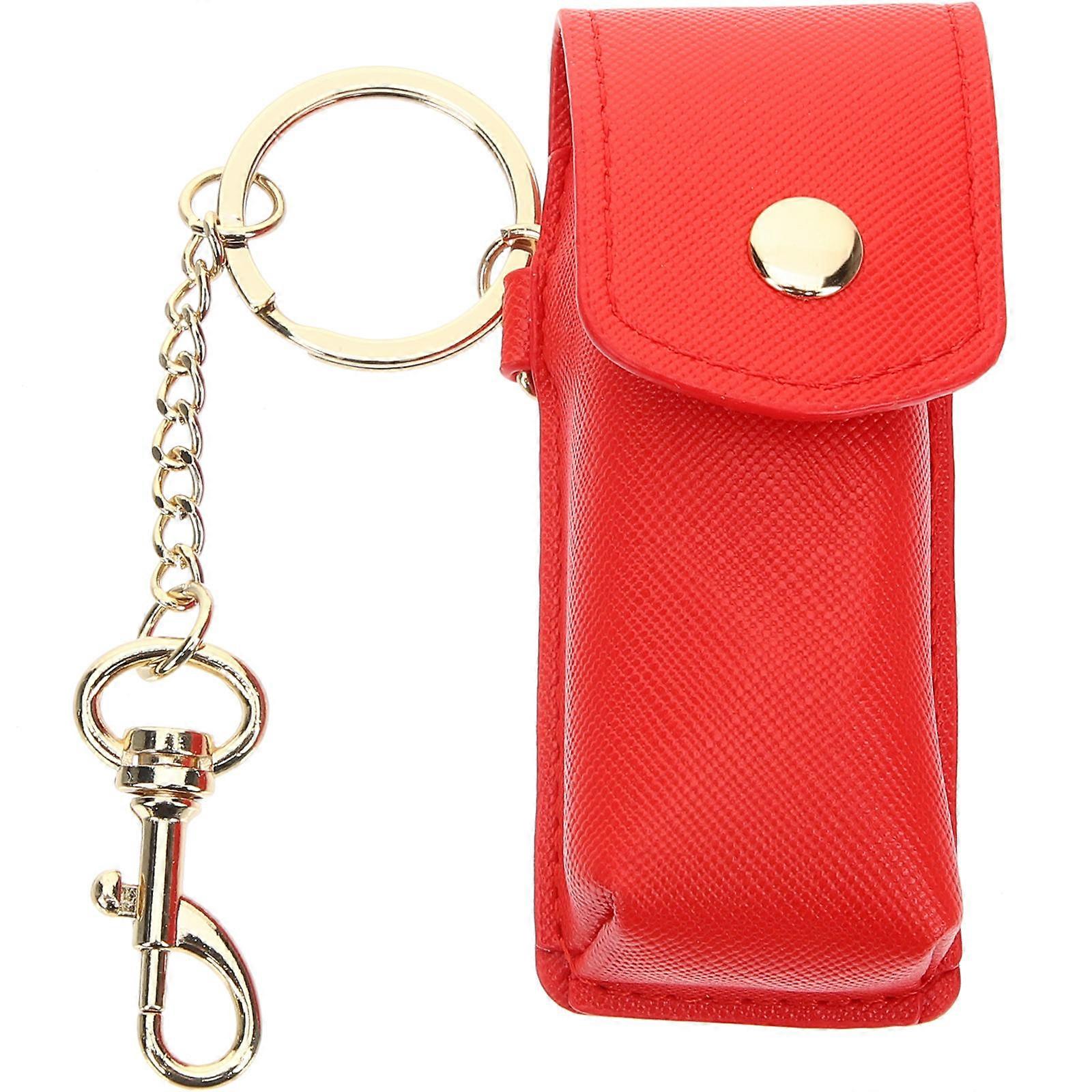 Lipstick Holder Keyring Portable Lipstick Storage Red Rectangular Fashionable For Traveling 1Pack