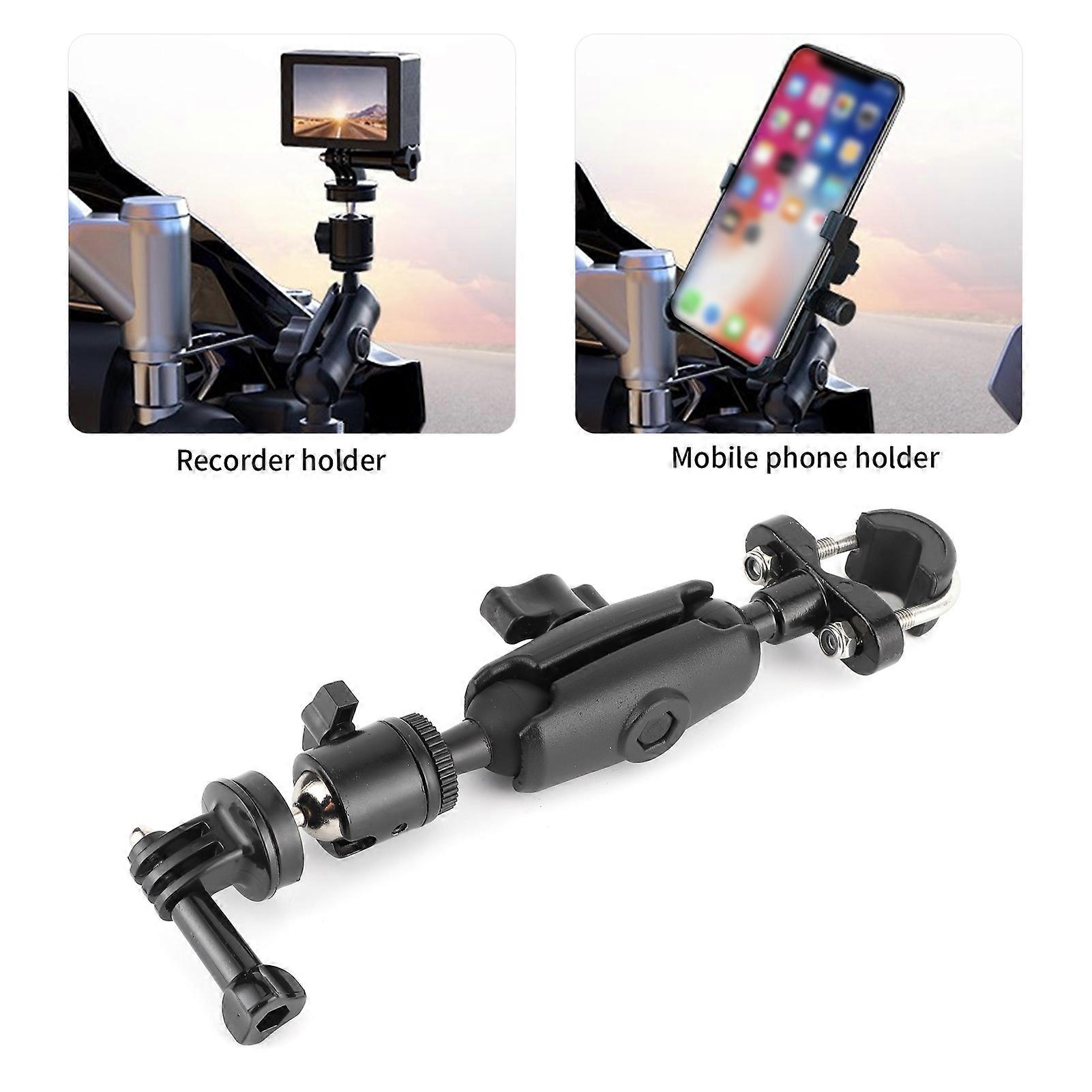 Motorcycle Action Camera Mount Aluminum Alloy 360° Adjustable for GoPro Handlebar Mount