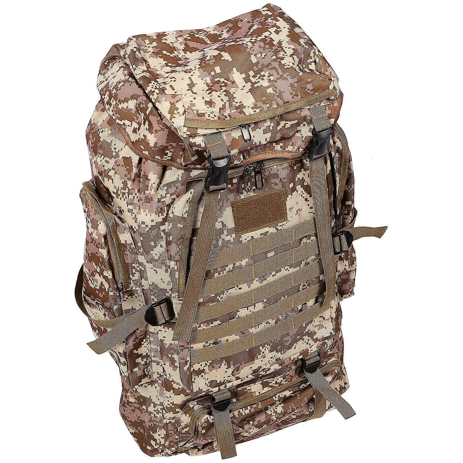 Trekking Backpack Water-Resistant Multi-Function Camping Backpack Desert Camouflage 65x34cm Adjustable Buckle 1Pack