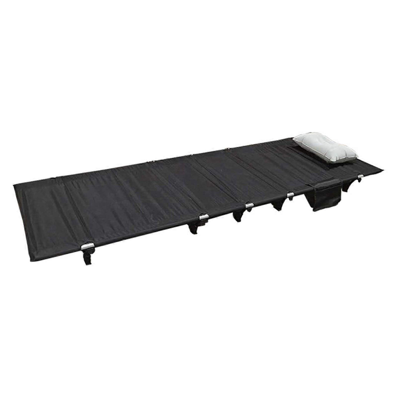 Folding Bed - Steel Tube Camping Bed with Storage Function, Portable for Hiking, Beach Trips, and Outdoor Activities, Black