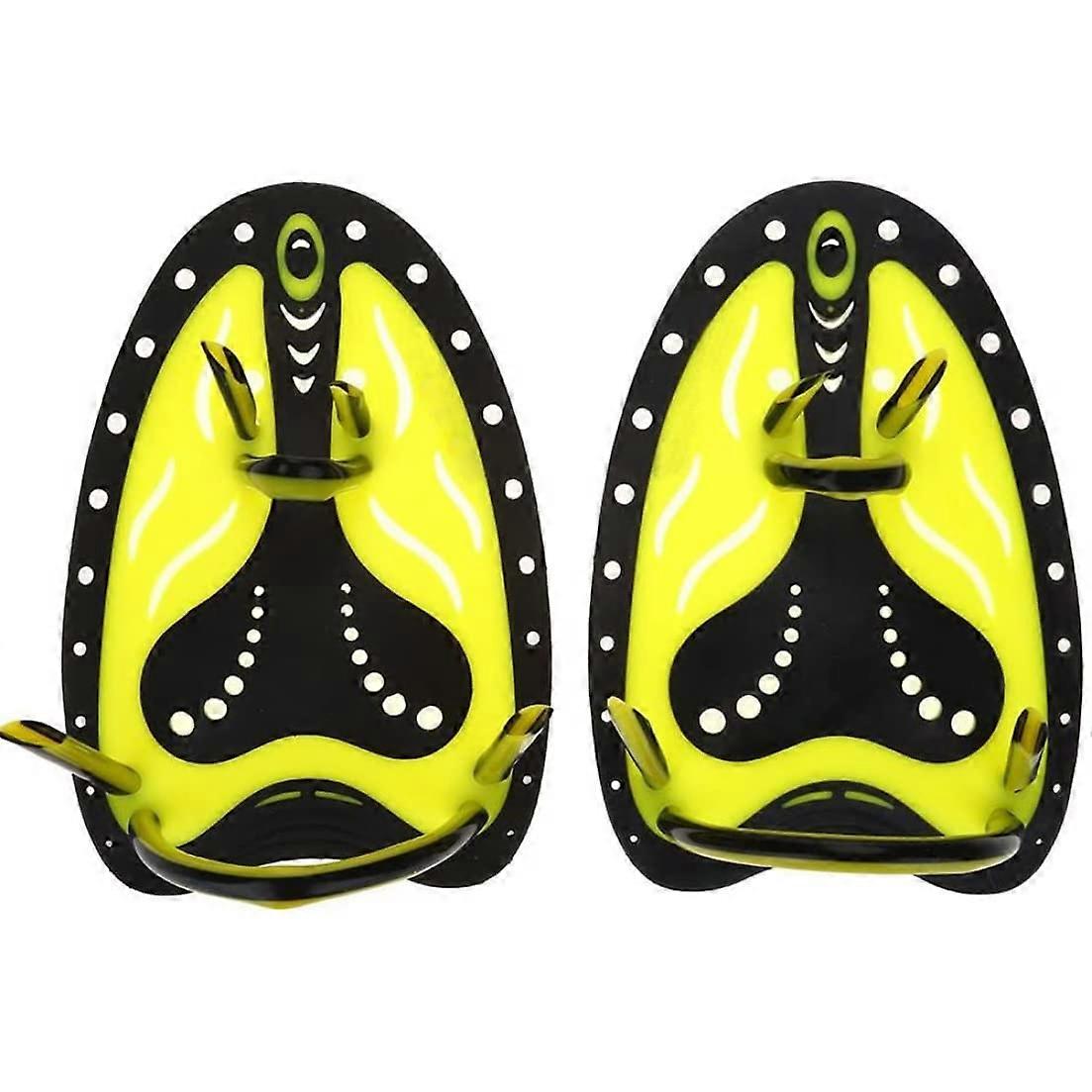 Swimming Paddle Power Hand Paddles for Children - Adjustable Blue and Yellow Swim Training Tools for Improved Technique