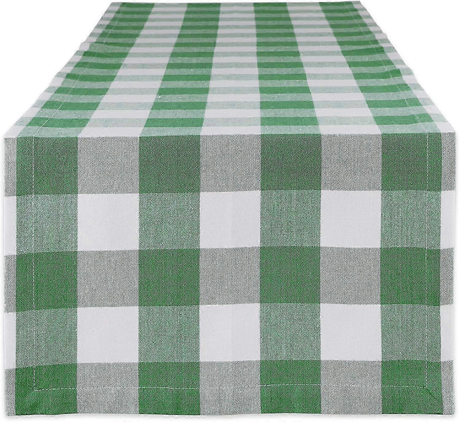 Classic Farmhouse Table Runner, 14x108, Green & White