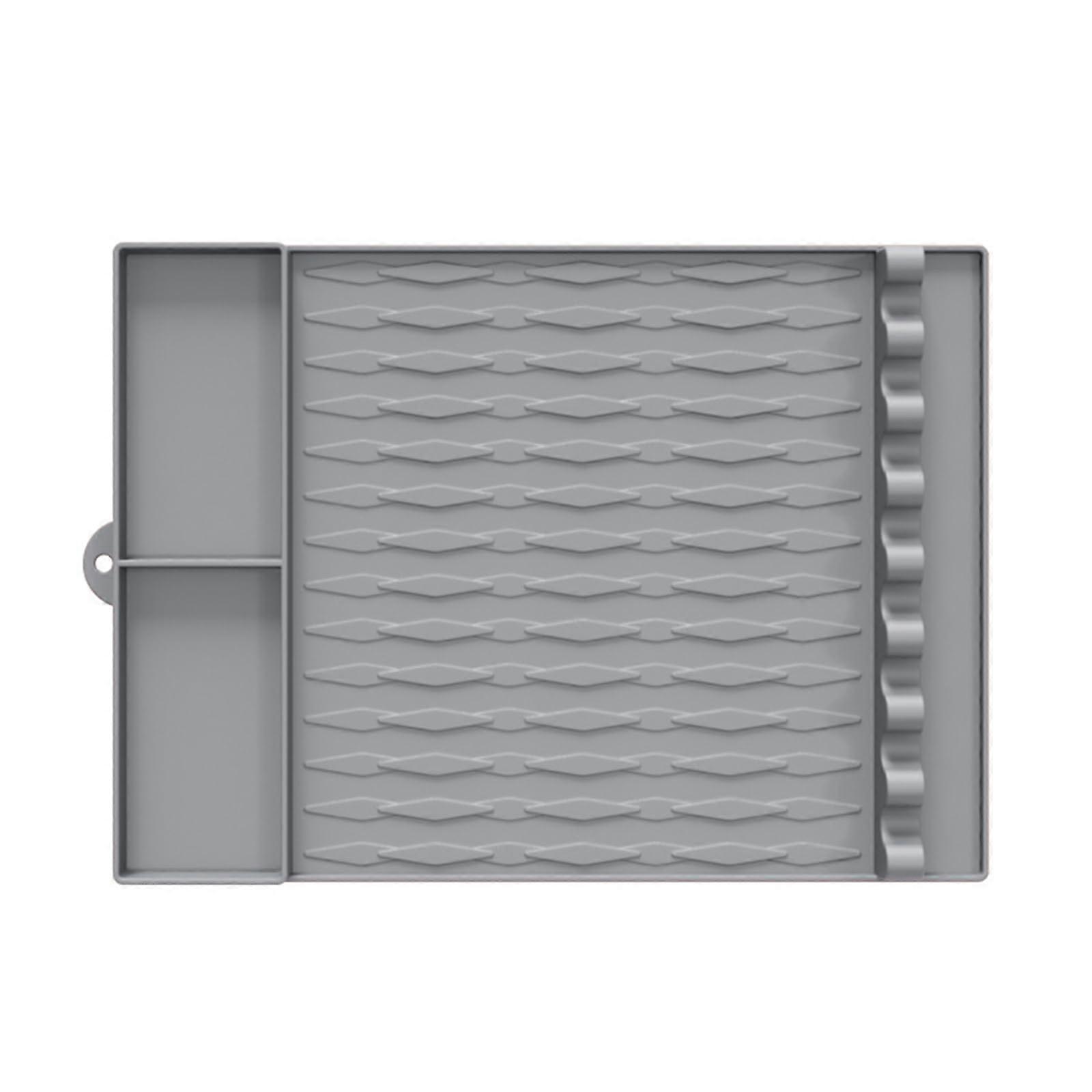 Silicone Griddle Tool Mat For Kitchen BBQ Utensils Holder Gray 2 Squares Multi-Purpose Silicone Grid Mat