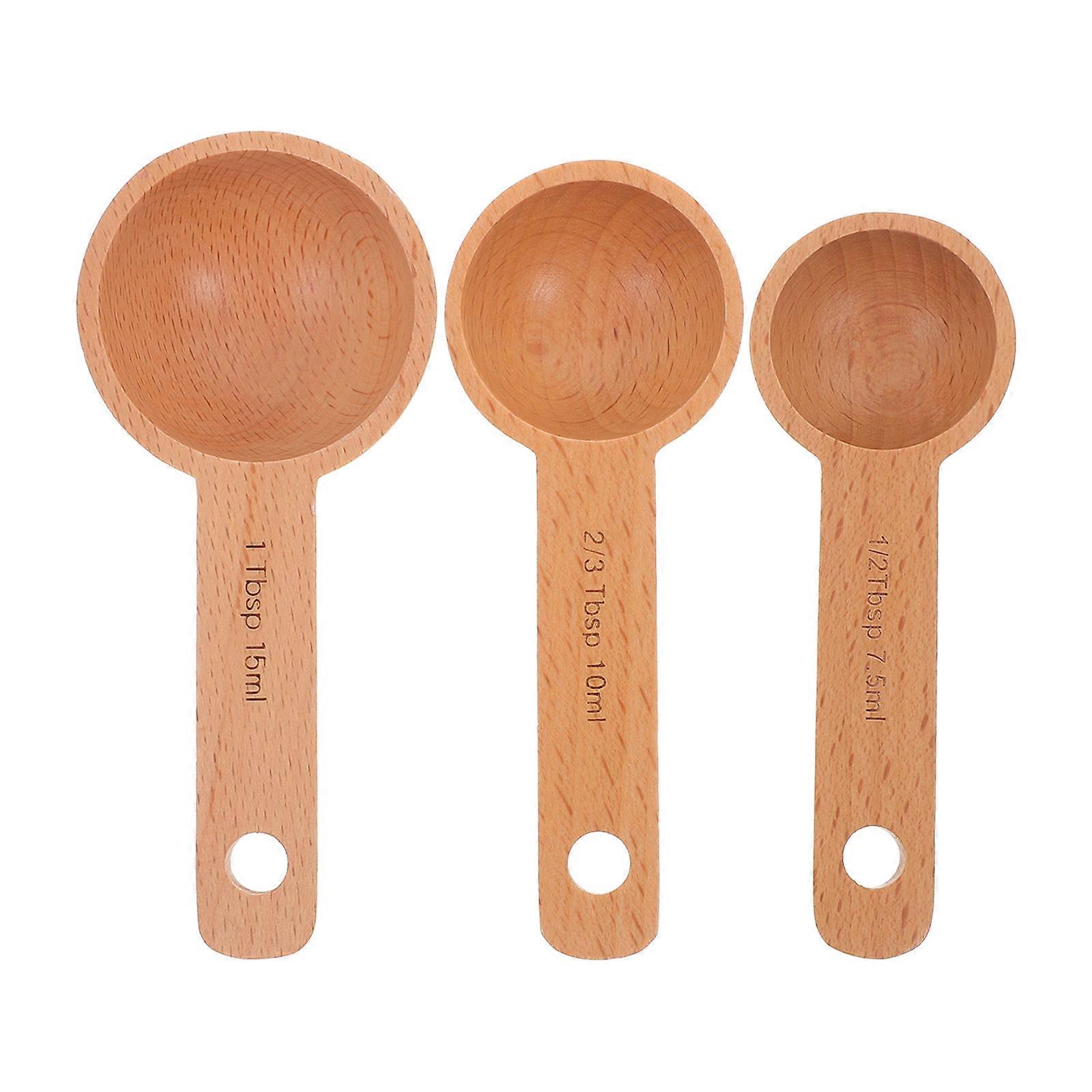 Coffee Powder Measuring Device Wood Measuring Spoons 3Pcs