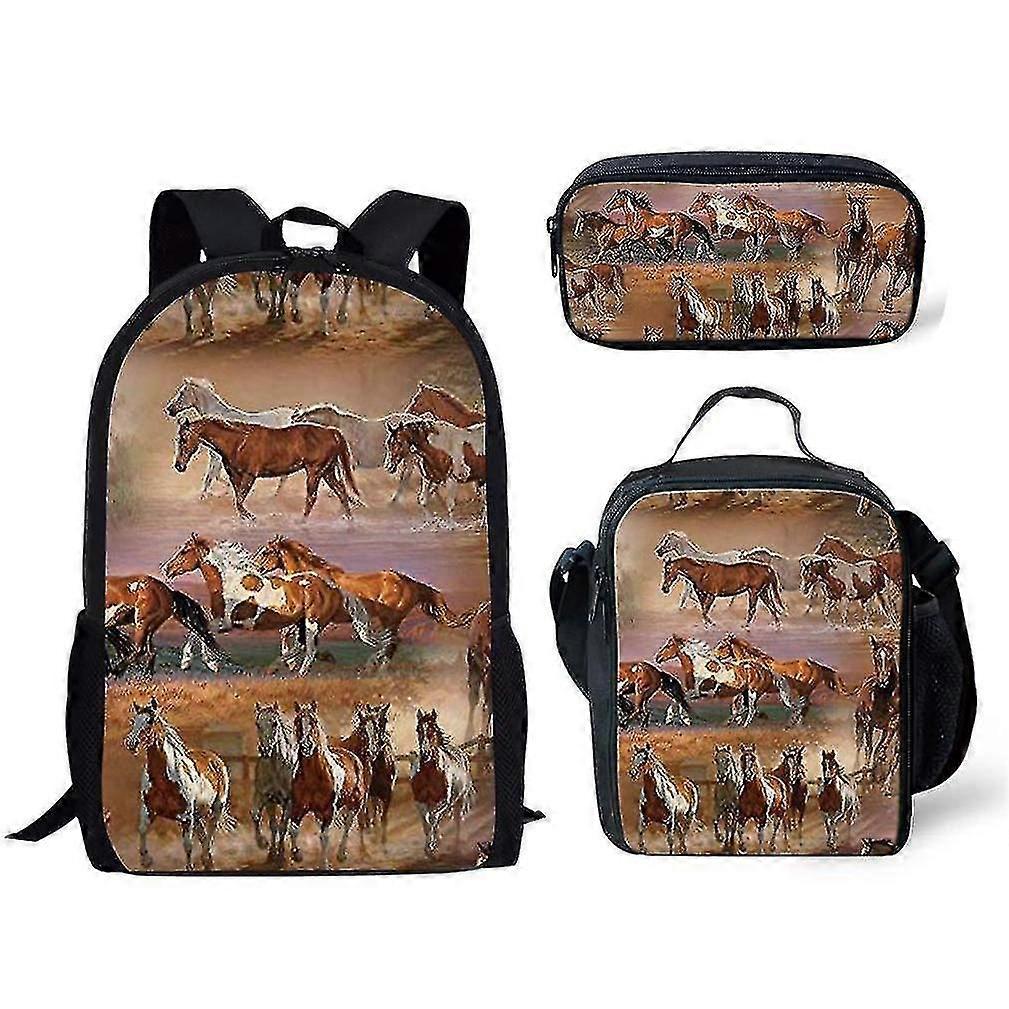 17-inch student backpack set 3D digital printing backpack three-piece set