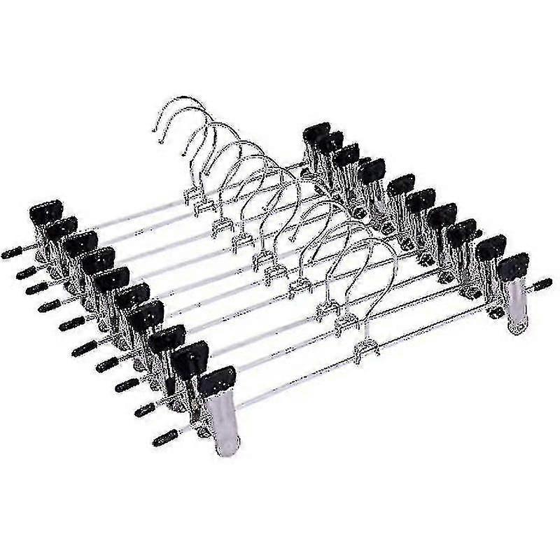 Unbrand Set Of 10 Metal Coat Hangers Trouser Hangers | 28.5 Cm Wide | Rubberized Clip | Metal Clamp