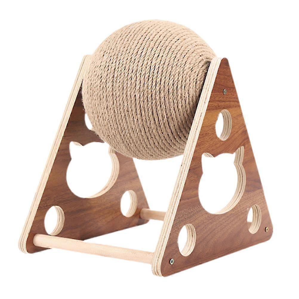 Sisal Rope Ball Cat Toy for Interactive Play and Scratching Tool with Wooden Shelf