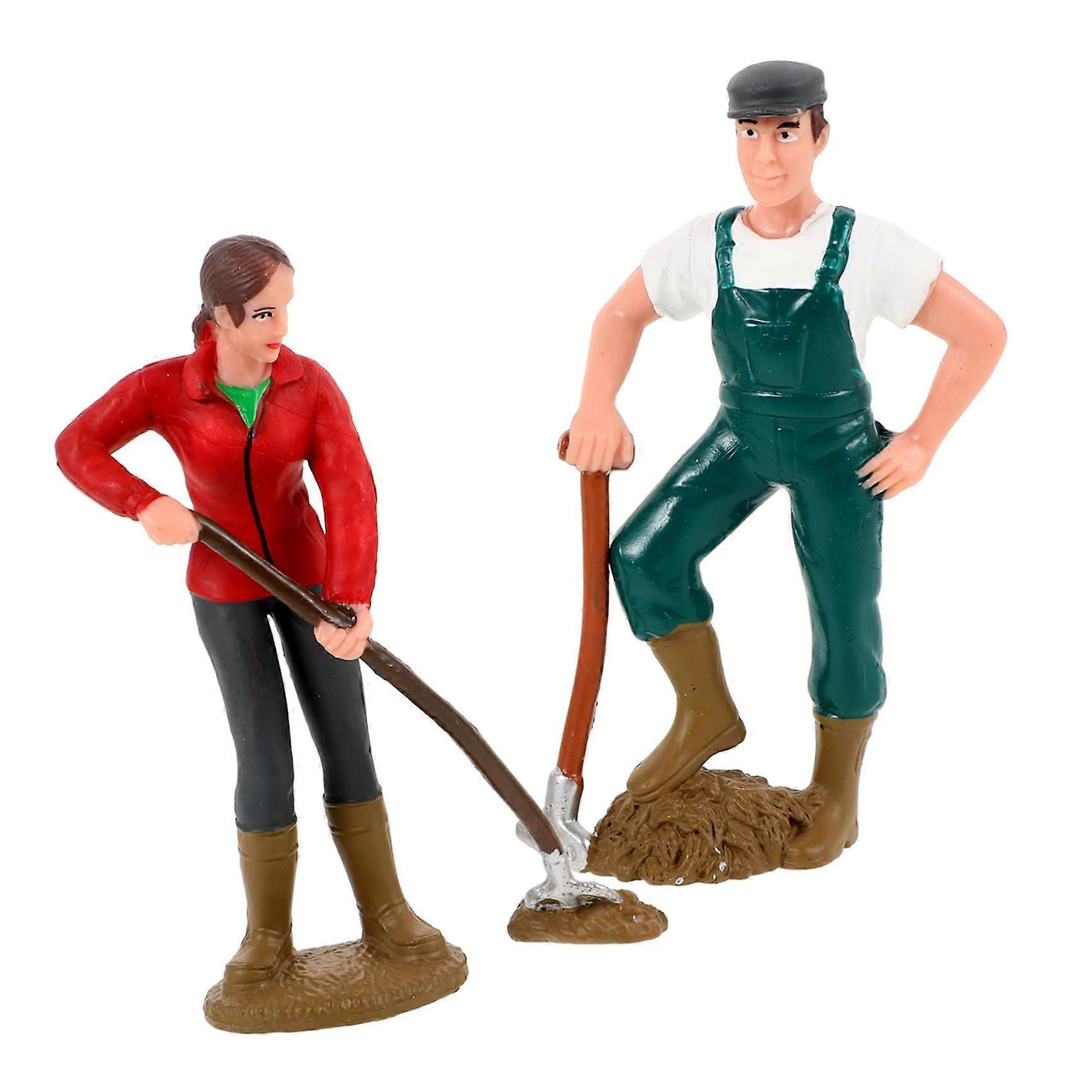 Realistic Farmer Figurines 2-Piece Set for Landscape Model Decor, High-Quality Simulation of Agricultural Workers