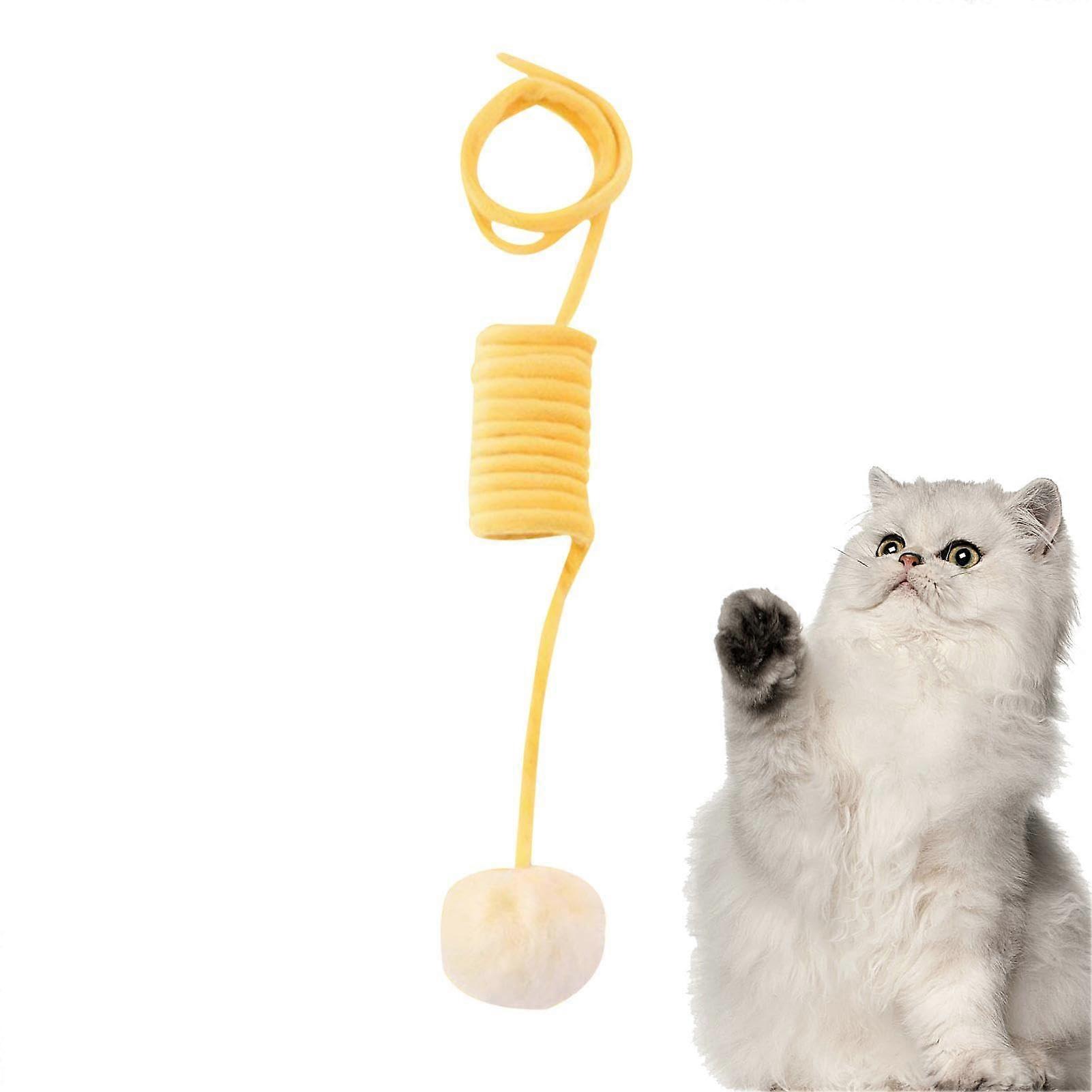 Cat Spring Toy, Hangable Interactive Cat Ball, Active Cat Toy, Yellow