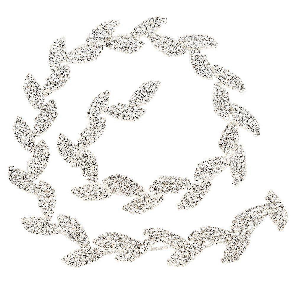2025 Latest Model  1yard 1.5cm Wide Rhinestone Ribbon Tree Leaf Design AAA