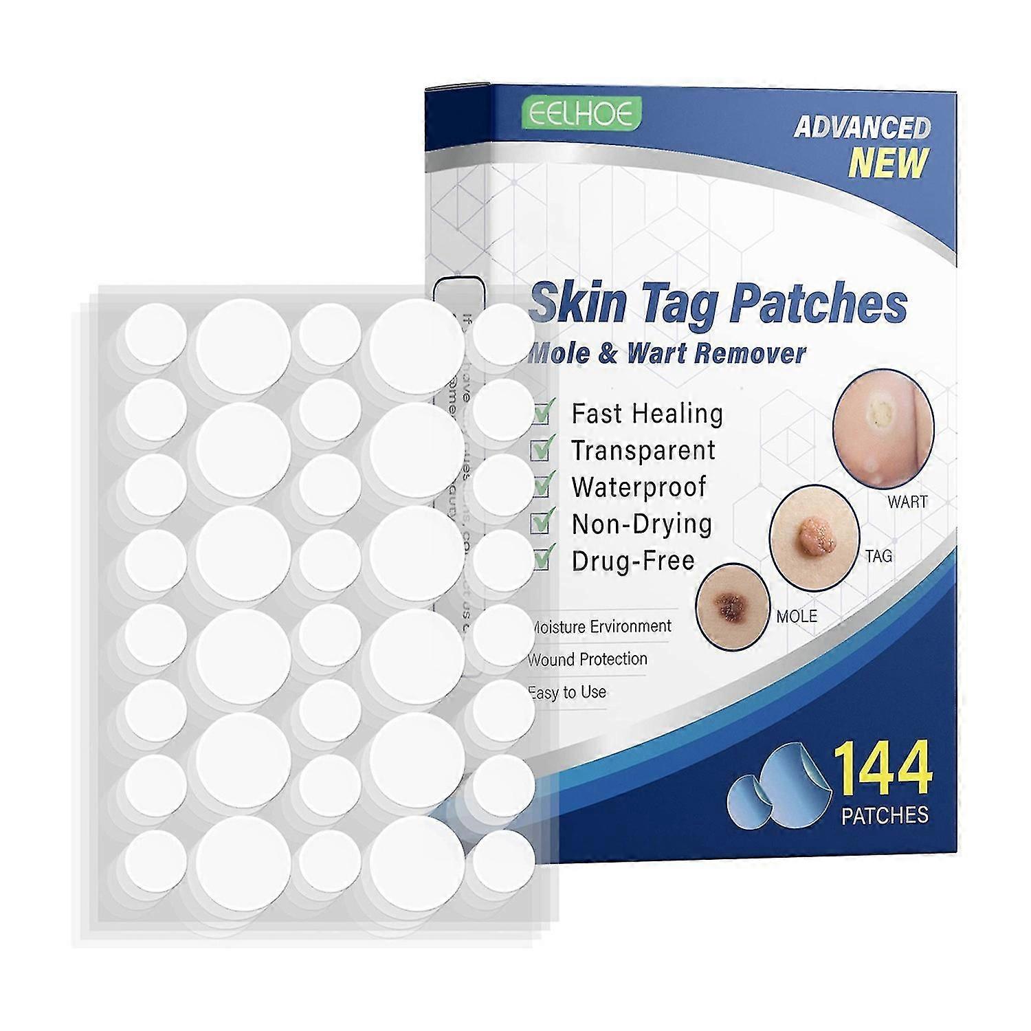 EELHOE δέρμα T-ag Remover μπαλώματα Mole κονδυλωμάτων αφαιρώντας αυτοκόλλητο φυσικά συστατικά 144PCS